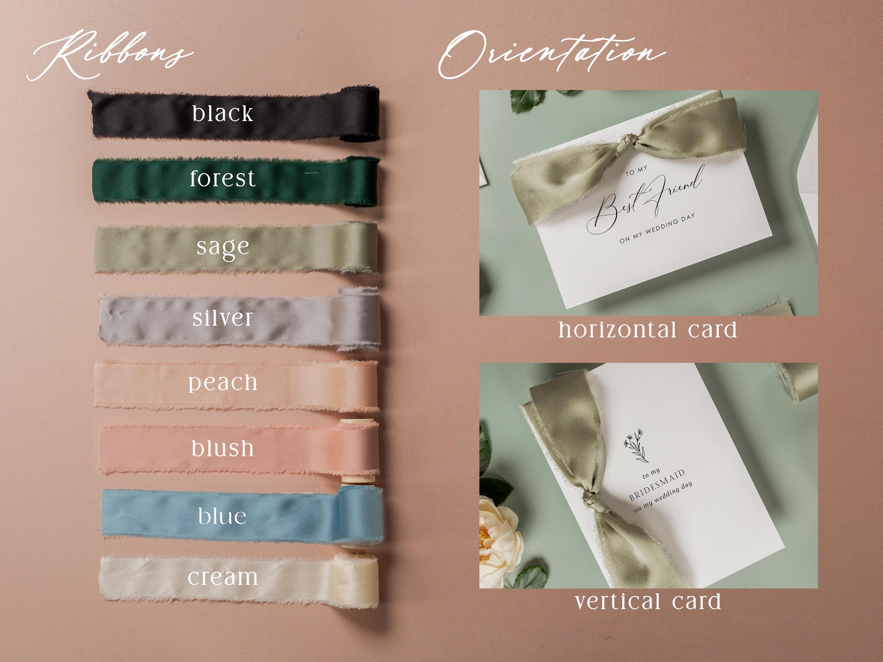 Wedding day folded card w/ ribbon (d3) - thank you cards to family bridal party bridesmaid mom dad mil fil moh parents gift