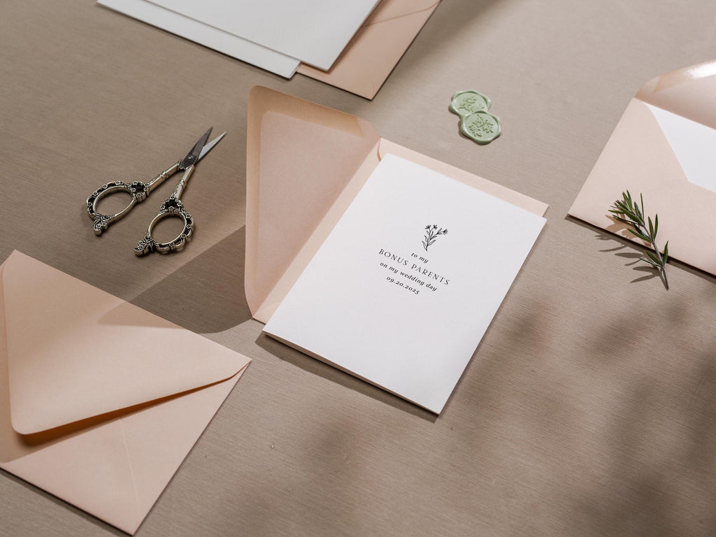 Wedding day folded card (d1) - thank you cards to family bridal party moh bridesmaid mom dad mil fil parents gift