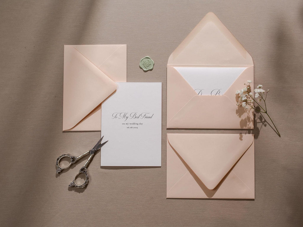 Wedding day folded card (d3) - to my best friend maid of honor bridesmaid on my wedding day custom card with envelope thank you