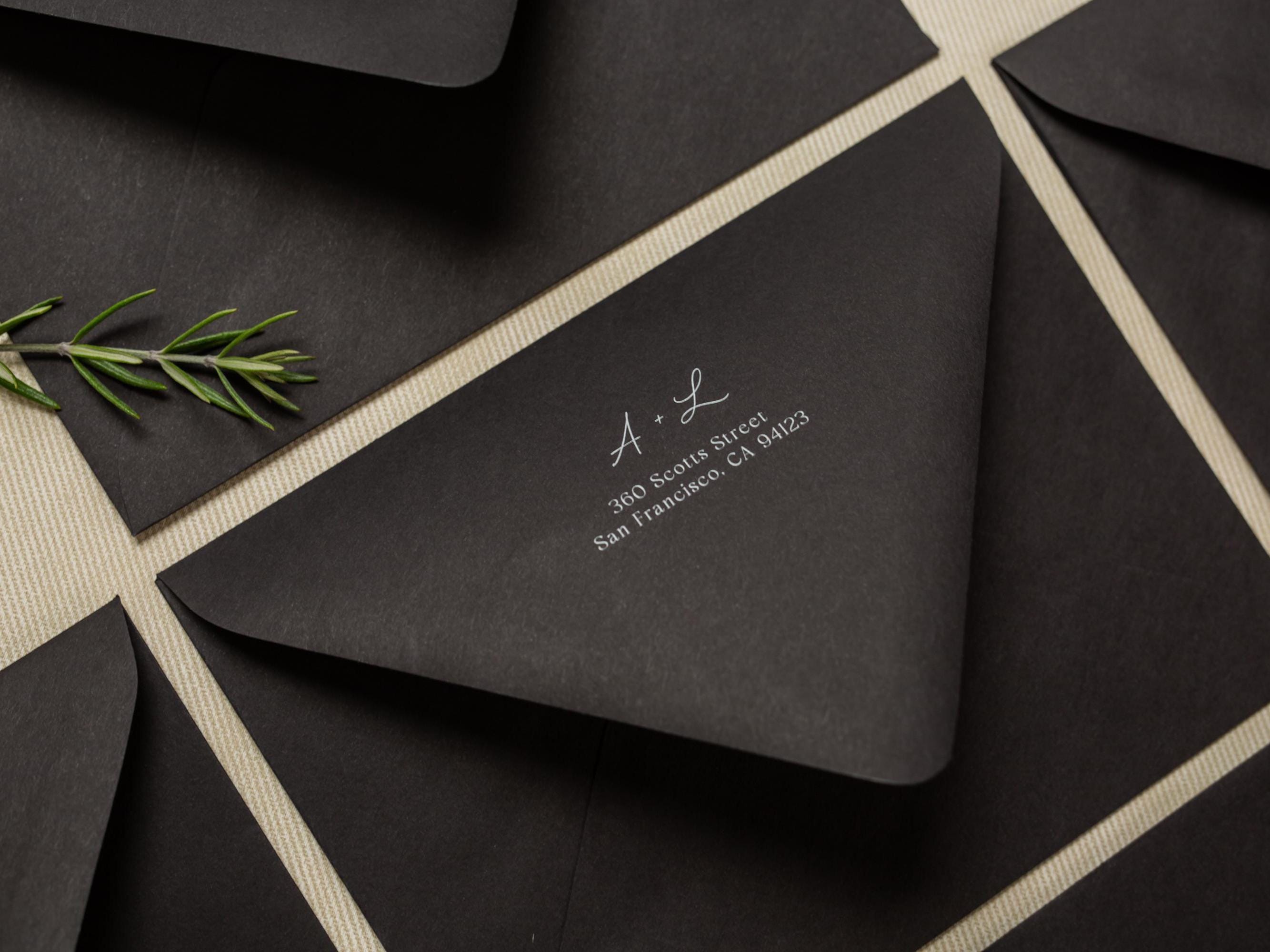 A7 envelope address printing (d1) - custom white ink printing or black ink printing wedding guests invitation return envelopes personalized