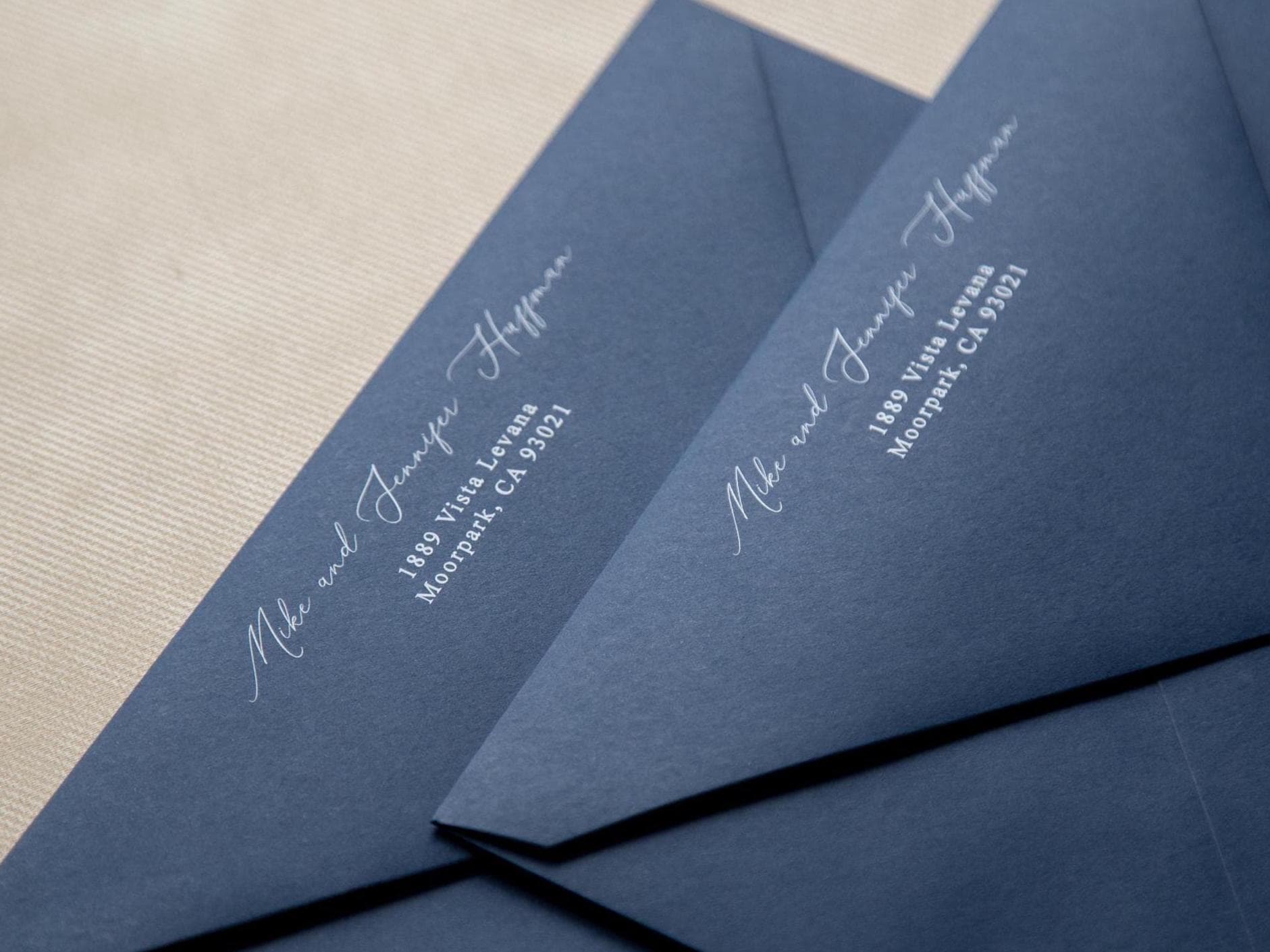 A7 envelope address printing (d4) - custom white or black ink wedding guests invitation events bold colors return envelopes personalized