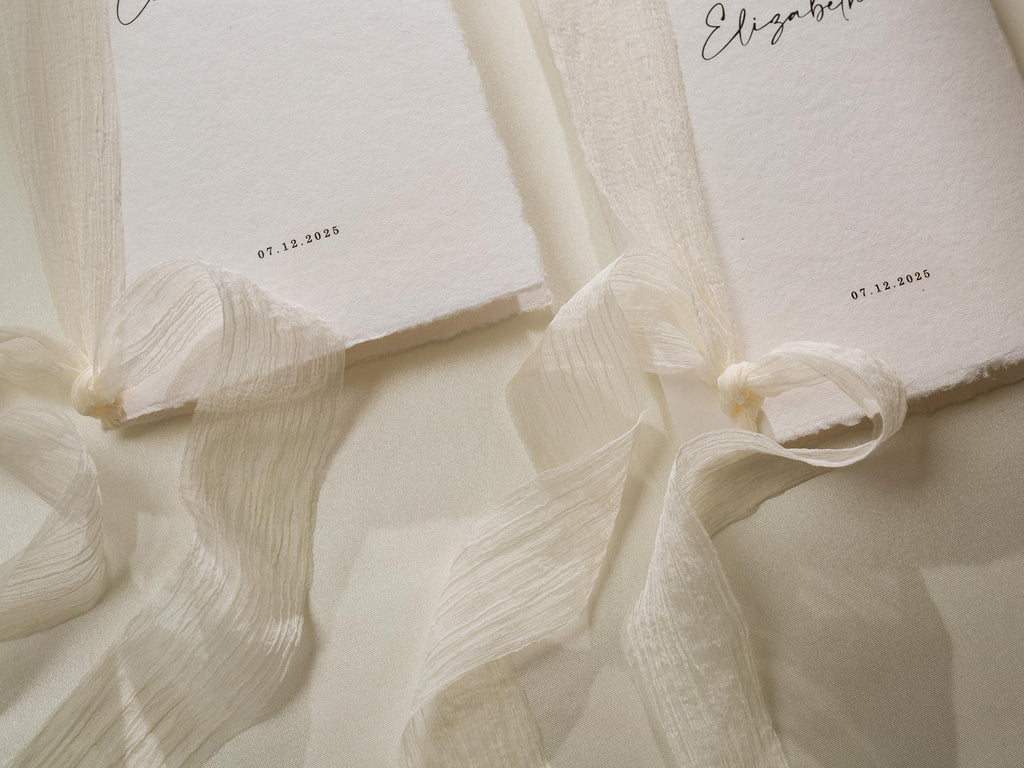 Personalized Deckled Edge Wedding Vow Booklets D2 - Set of 2, Vow Books w/ Ribbon, Vow Renewals, My Promises to, Custom Names and Date, 5x7"