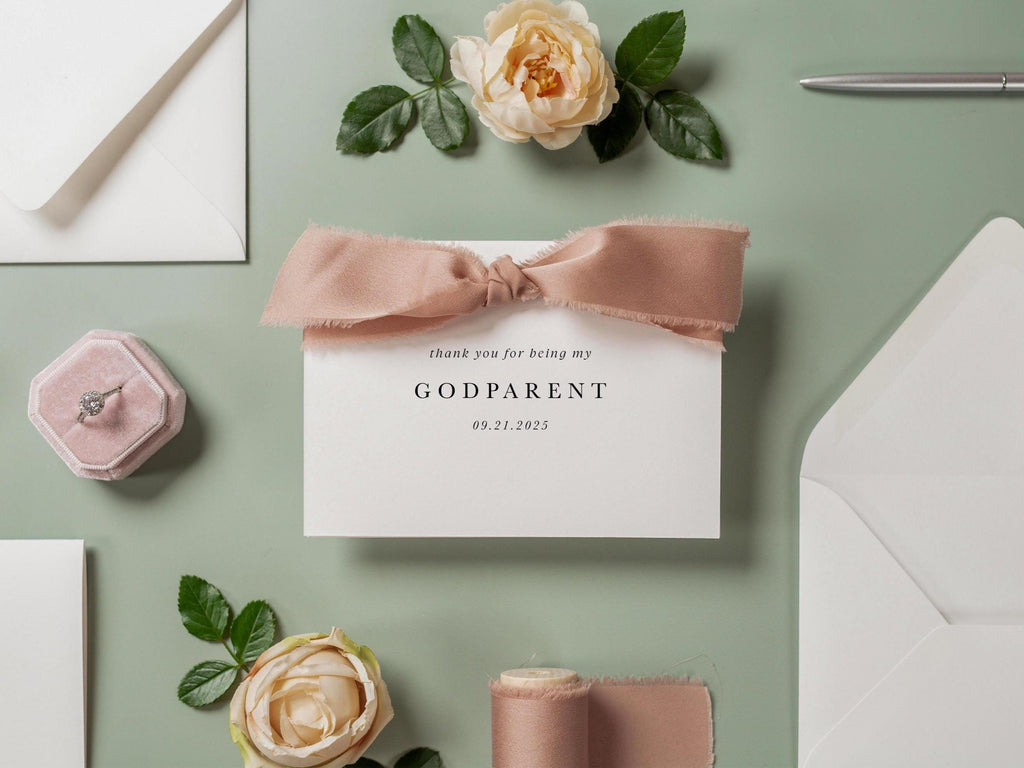 Wedding day folded card w/ ribbon (d5) - custom thank you for being my maid matron of honor bridesmaid bestfriend from bride