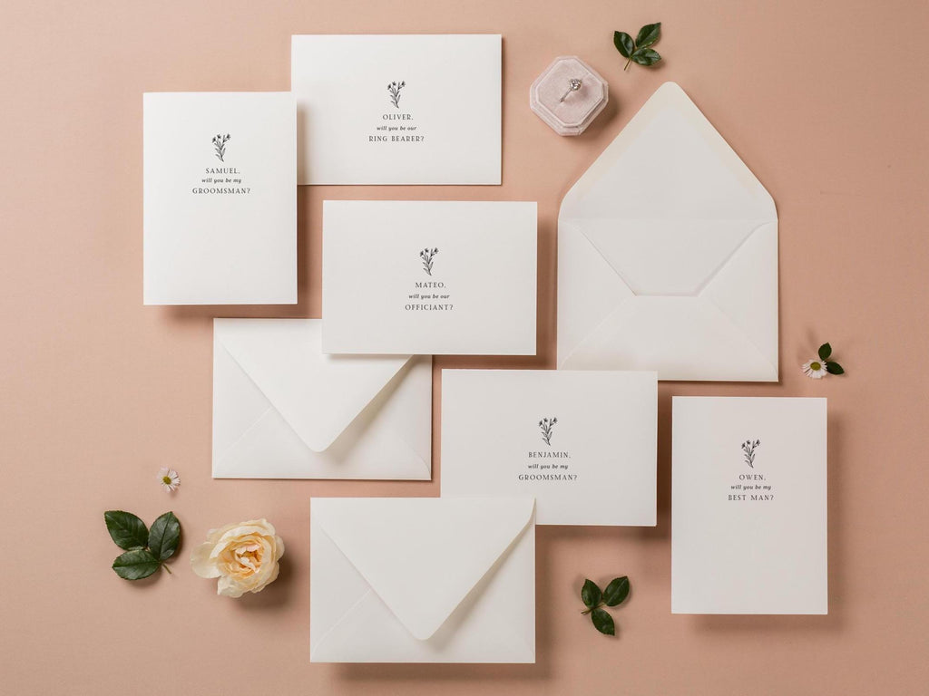 Will You Be My Bridesmaid Proposal Cards w/ Ribbon (D6) - MOH, Maid of Honor, Groomsman, Flower Girl, Officiant, Wedding Party