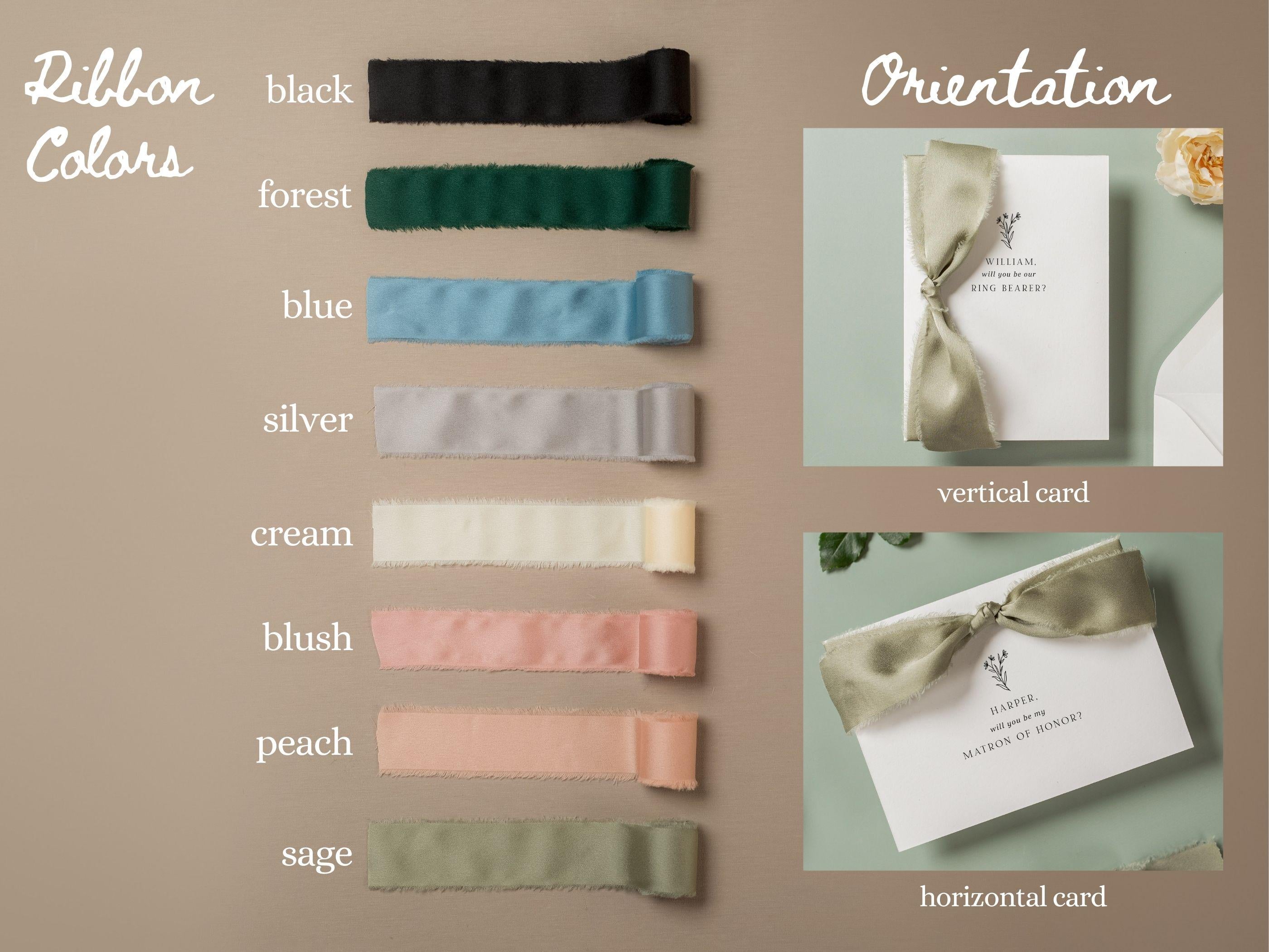 Will You Be My Bridesmaid Proposal Cards w/ Ribbon (D6) - MOH, Maid of Honor, Groomsman, Flower Girl, Officiant, Wedding Party