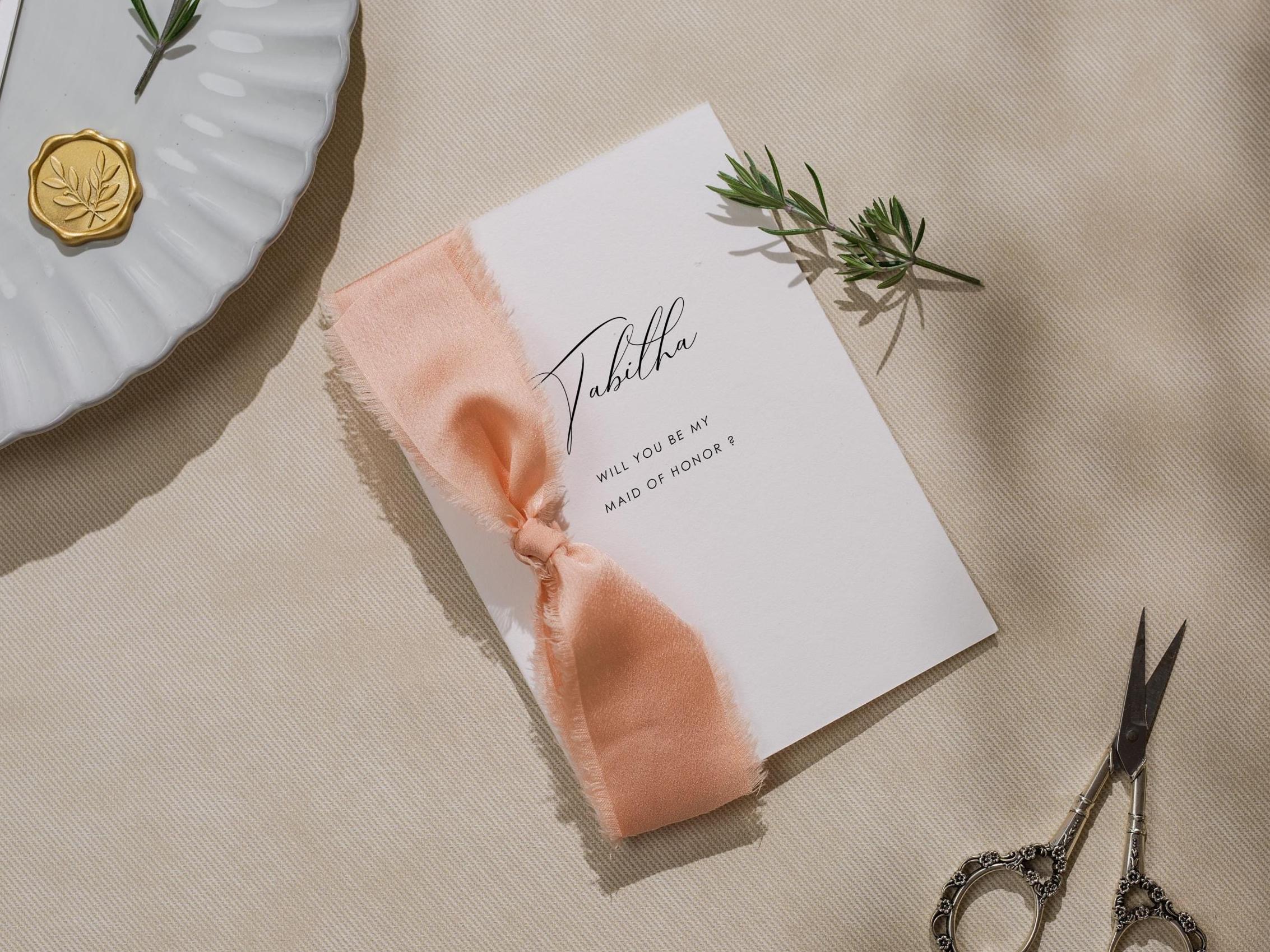 Will You Be My? Proposal Cards w/ Ribbon (D7) - Maid of Honor, Groomsmen, Flower Girl, Ring Bearer, Wedding Party