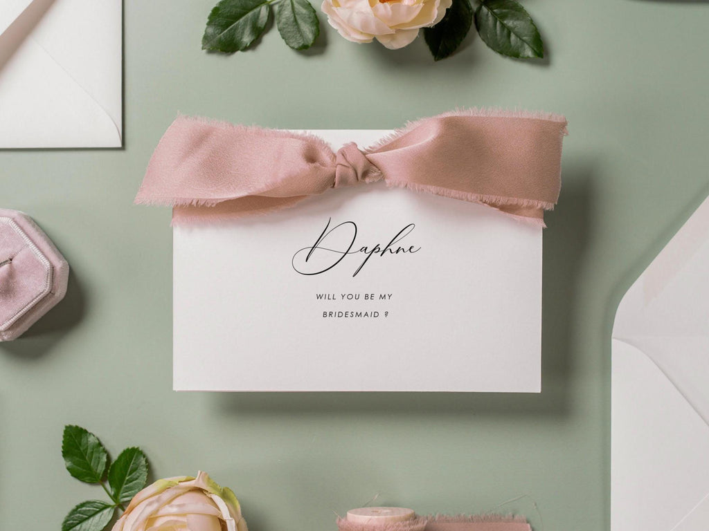 Will You Be My? Proposal Cards w/ Ribbon (D7) - Maid of Honor, Groomsmen, Flower Girl, Ring Bearer, Wedding Party