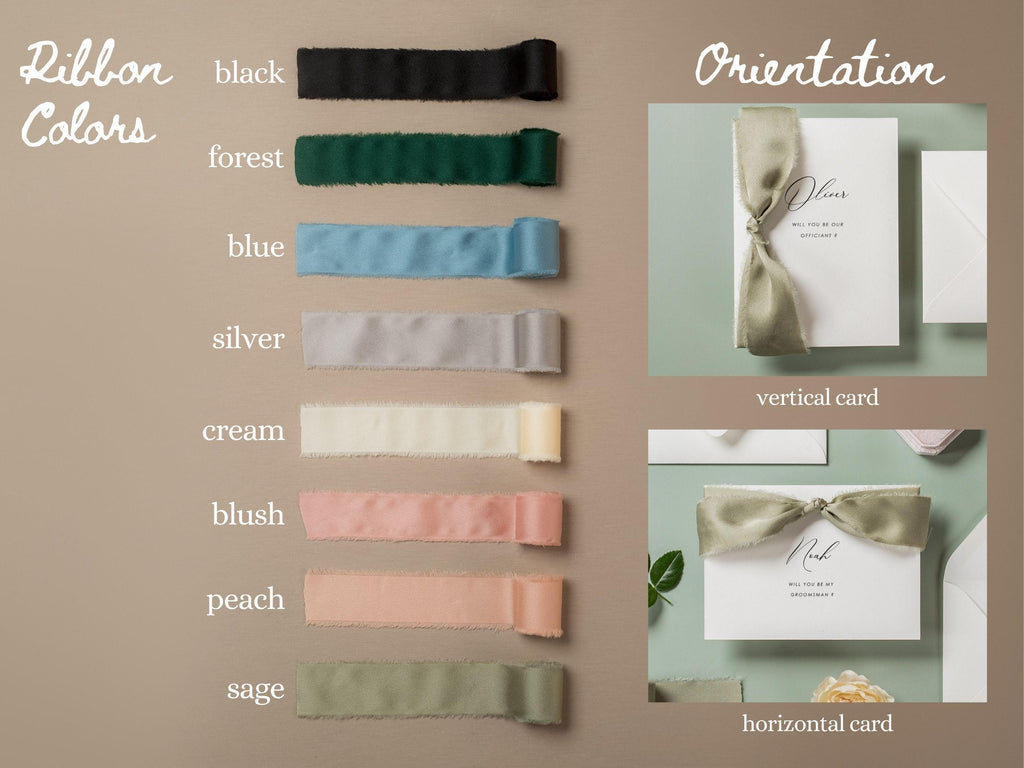 Will You Be My? Proposal Cards w/ Ribbon (D7) - Maid of Honor, Groomsmen, Flower Girl, Ring Bearer, Wedding Party