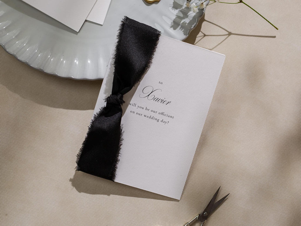 Will You Be My? Proposal Cards w/ Ribbon (D8) - Bridesmaid, Maid of Honor, Groomsman, Flower Girl, Officiant, Wedding Party