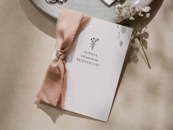 Will You Be My Bridesmaid Proposal Cards w/ Ribbon (D6) - MOH, Maid of Honor, Groomsman, Flower Girl, Officiant, Wedding Party