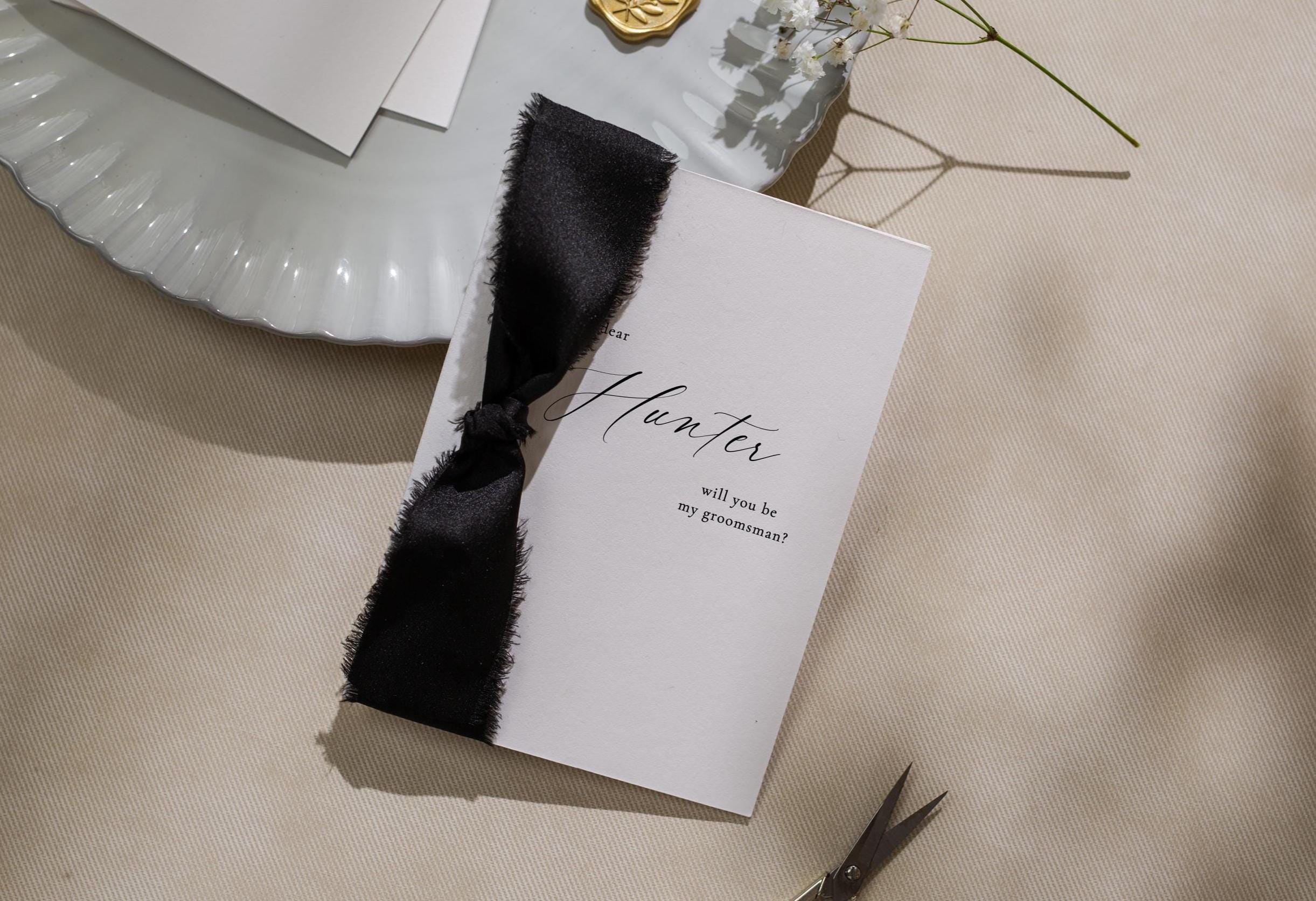 Will You Be My? Proposal Cards w/ Ribbon (D9) - Ring Bearer, Bridesmaid, Maid of Honor, Groomsmen, Officiant, Wedding Party