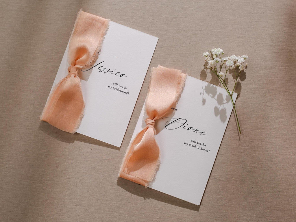 Will You Be My? Proposal Cards w/ Ribbon (D9) - Ring Bearer, Bridesmaid, Maid of Honor, Groomsmen, Officiant, Wedding Party