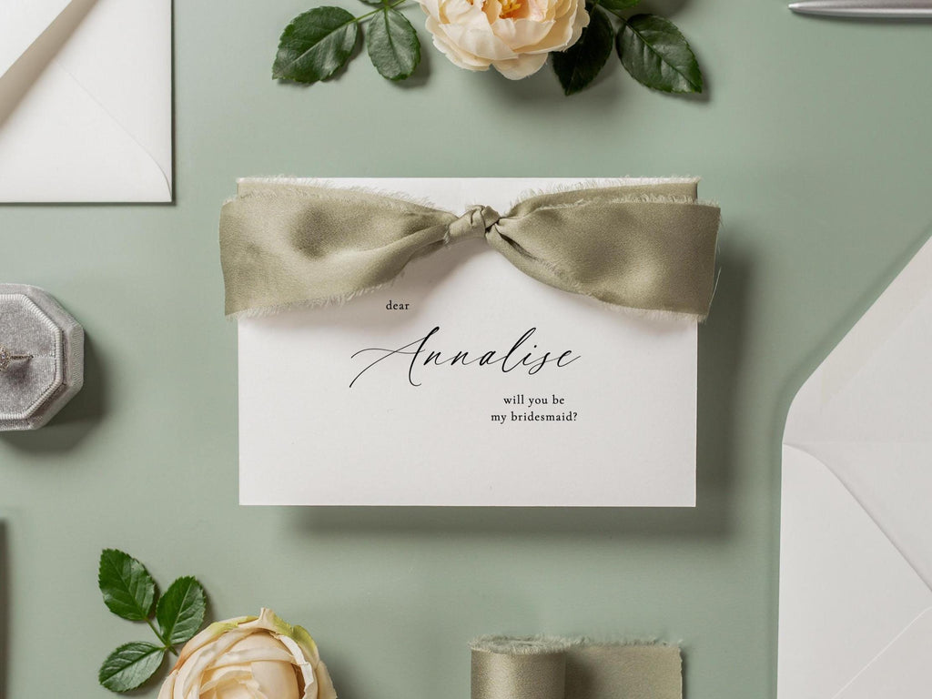 Will You Be My? Proposal Cards w/ Ribbon (D9) - Ring Bearer, Bridesmaid, Maid of Honor, Groomsmen, Officiant, Wedding Party