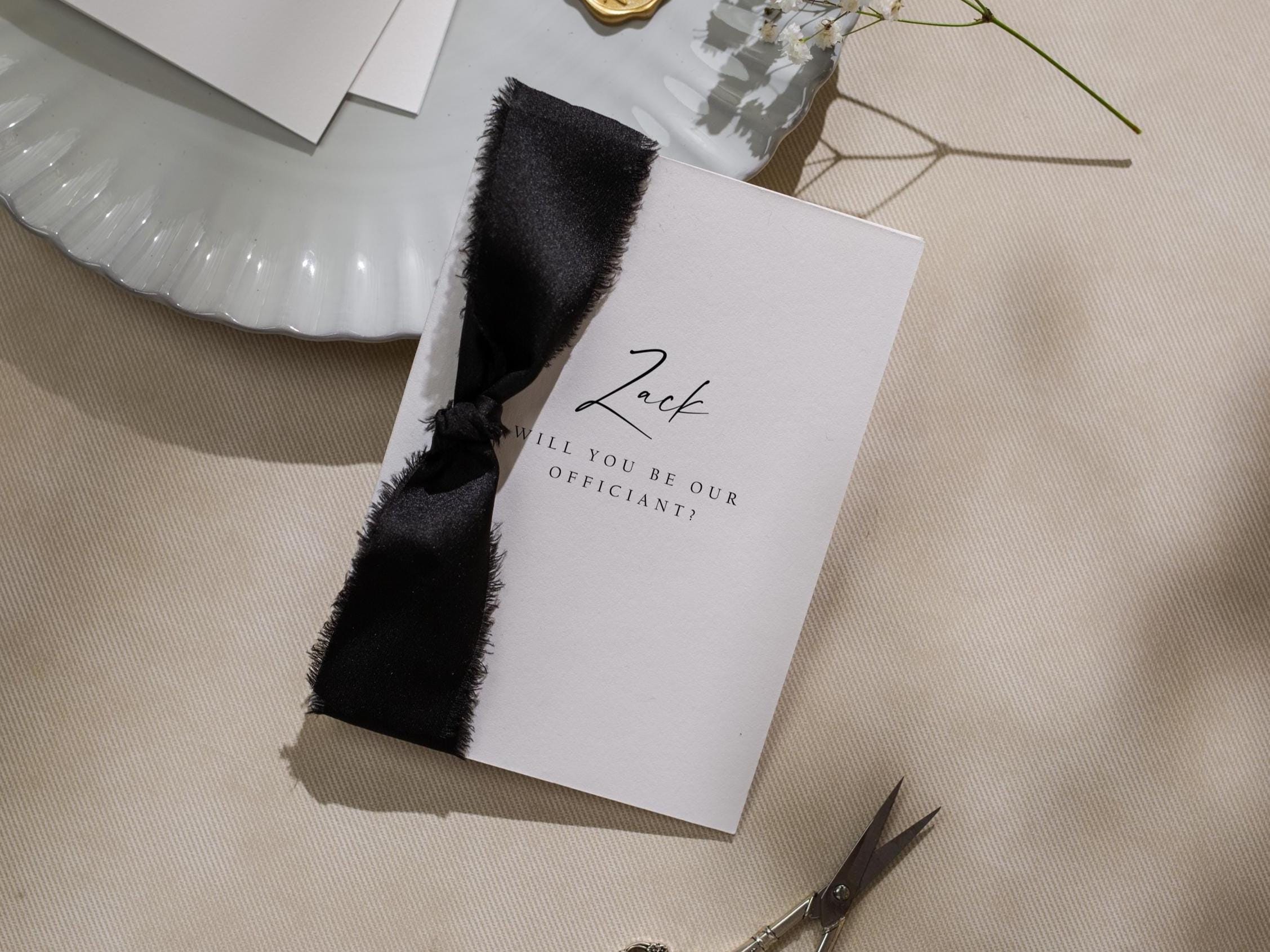 Will You Be My? Proposal Cards w/ Ribbon (D10) - Bridesmaid, Maid of Honor, Groomsmen, Flower Girl, Officiant, Wedding Party