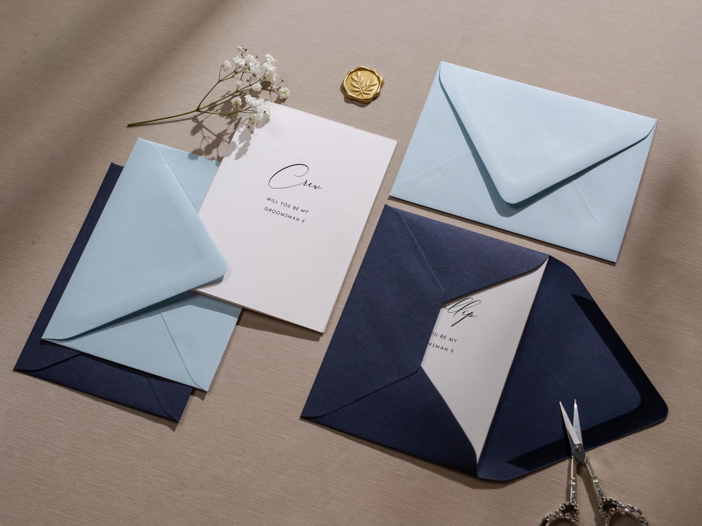 Will You Be My? Proposal Cards w/ Envelope (D7) - Flower Girl, Bridesmaid, Maid of Honor, Groomsmen, Matron of Honor