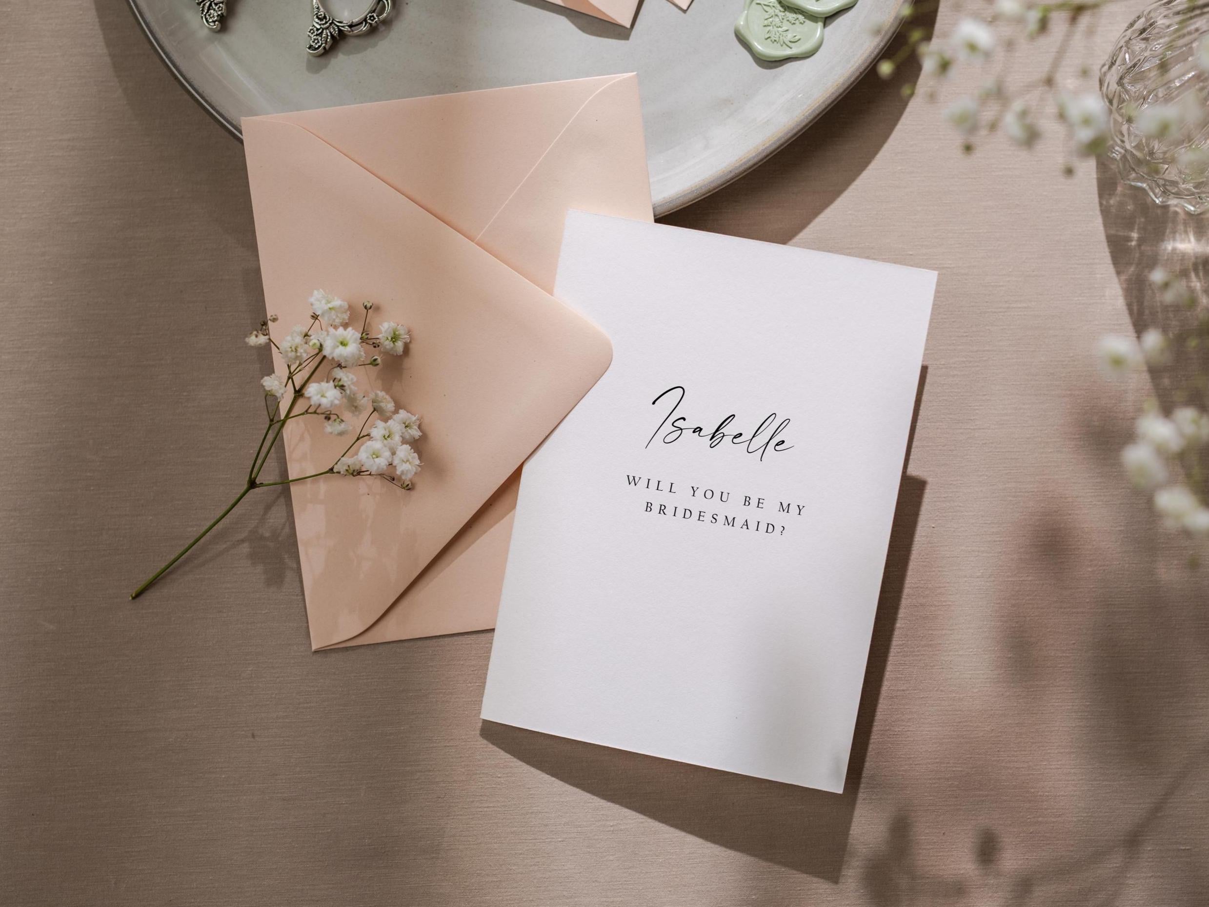 Will You Be My? Proposal Cards w/ Envelope (D10) - Bridesmaid, Maid of Honor, Groomsman, Flower Girl, Officiant, Wedding Party