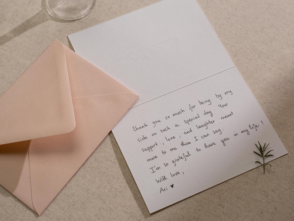 Gold Embossed Folded Card w/ Envelope (TY1) - Modern Minimalist Stationery Set Thank You Letter Notes Engagement Wedding Shower