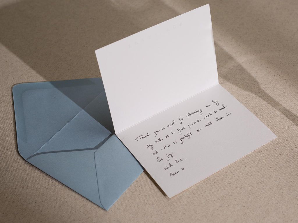 Gold Embossed Folded Card w/ Envelope (TY2) - Classic Stationery Foil Pressed Letter Set Thank You Note Wedding Bridal Shower