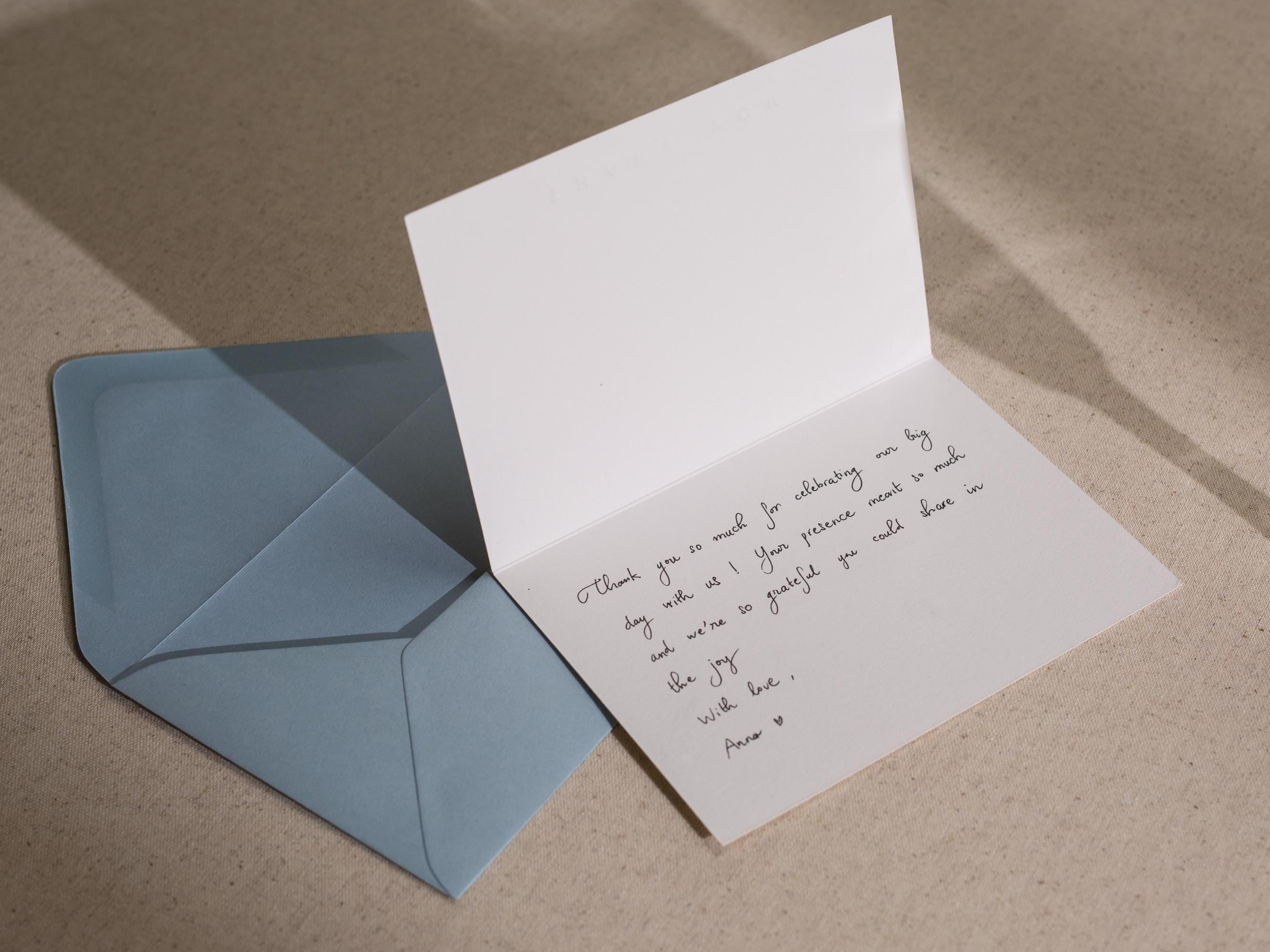 Gold Embossed Folded Card w/ Envelope (TY2) - Simple Stationery Foil Pressed Letter Set Cursive Thank You Letter Business Wedding