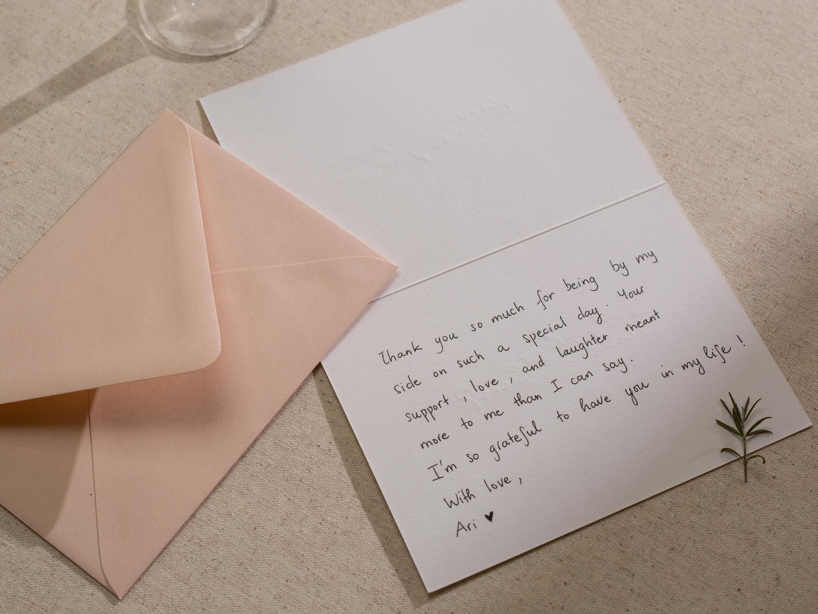 Gold Embossed Folded Card w/ Envelope (TY3) - Gold Foil Stamped Minimalist Thank You Card Blank Wedding Business Client Party Classic Simple