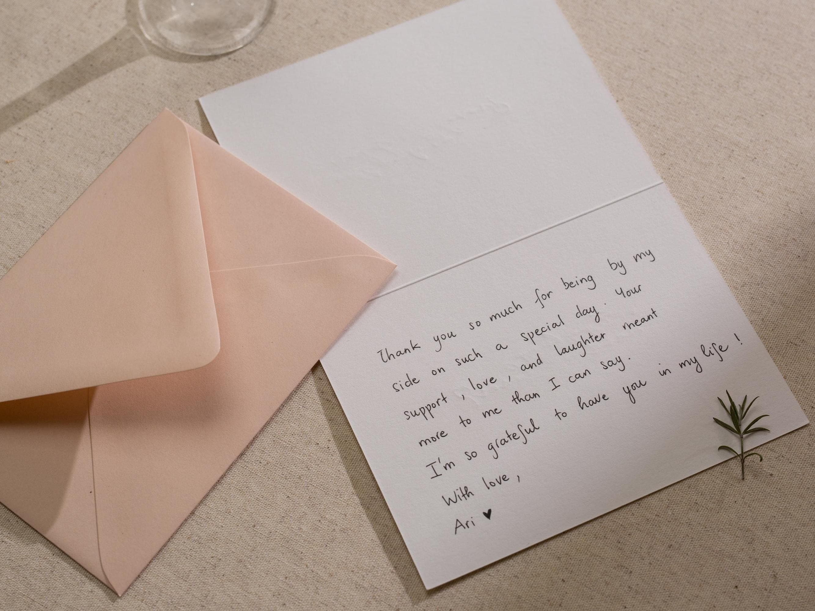 Gold Embossed Folded Card w/ Envelope (TY2) - Simple Stationery Foil Pressed Letter Set Cursive Thank You Letter Business Wedding