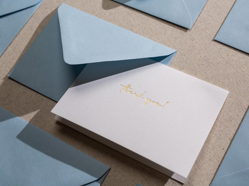 Gold Embossed Folded Card w/ Envelope (TY2) - Classic Stationery Foil Pressed Letter Set Thank You Note Wedding Bridal Shower