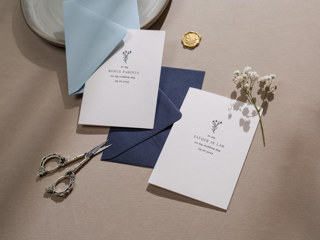 Wedding day folded card (d1) - thank you cards to family bridal party moh bridesmaid mom dad mil fil parents gift