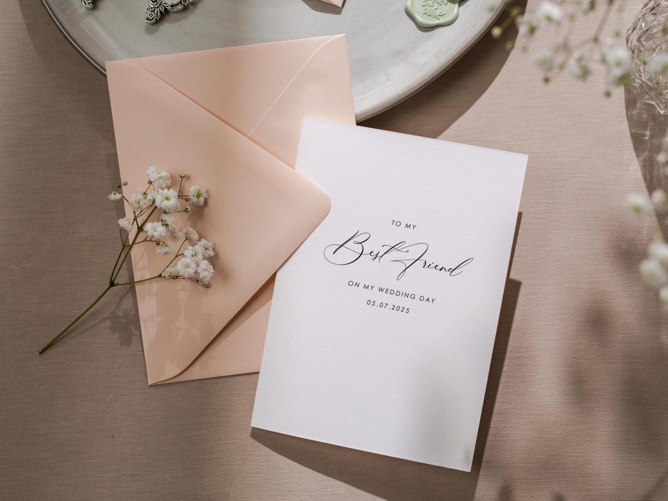 Wedding day folded card (d2) - to my best friend maid of honor bridesmaid on my wedding day custom card with envelope thank you