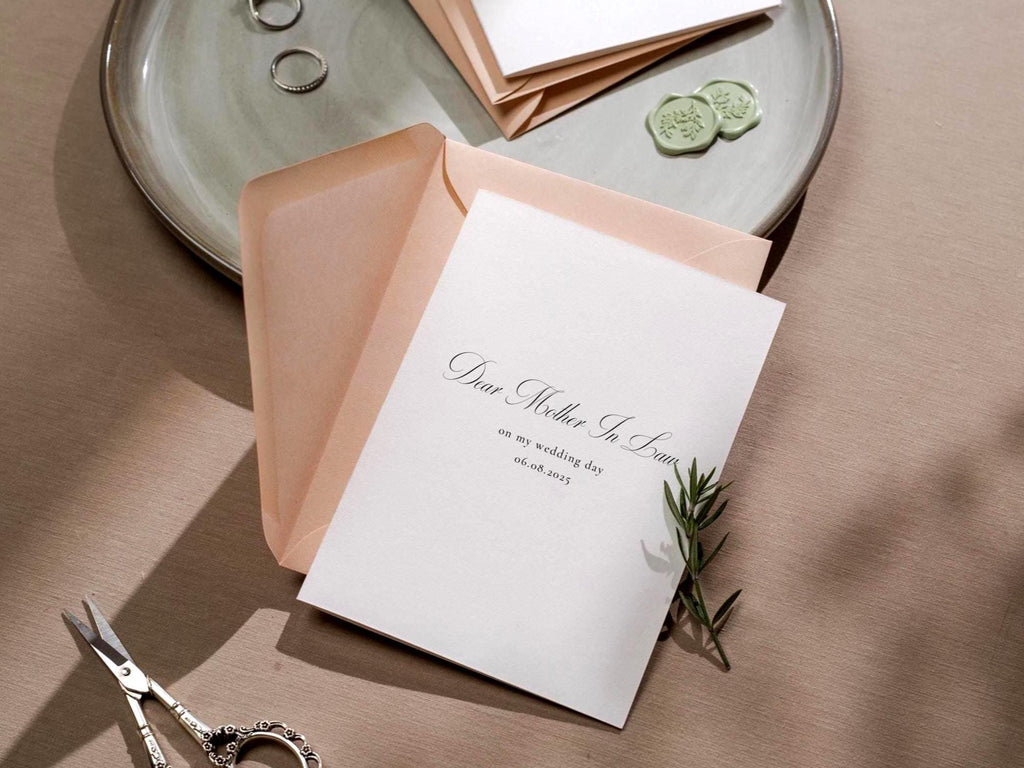 Wedding day folded card (d3) - thank you cards to family bridal party bridesmaid mom dad mil fil moh parents gift