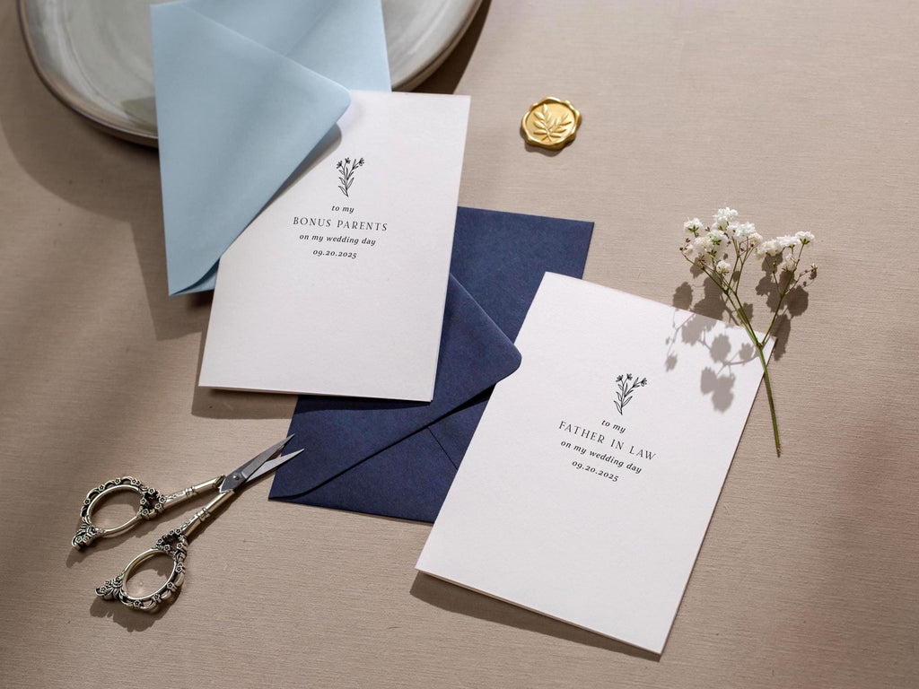 Wedding day folded card (d1) - thank you cards to family bridal party moh bridesmaid mom dad mil fil parents gift