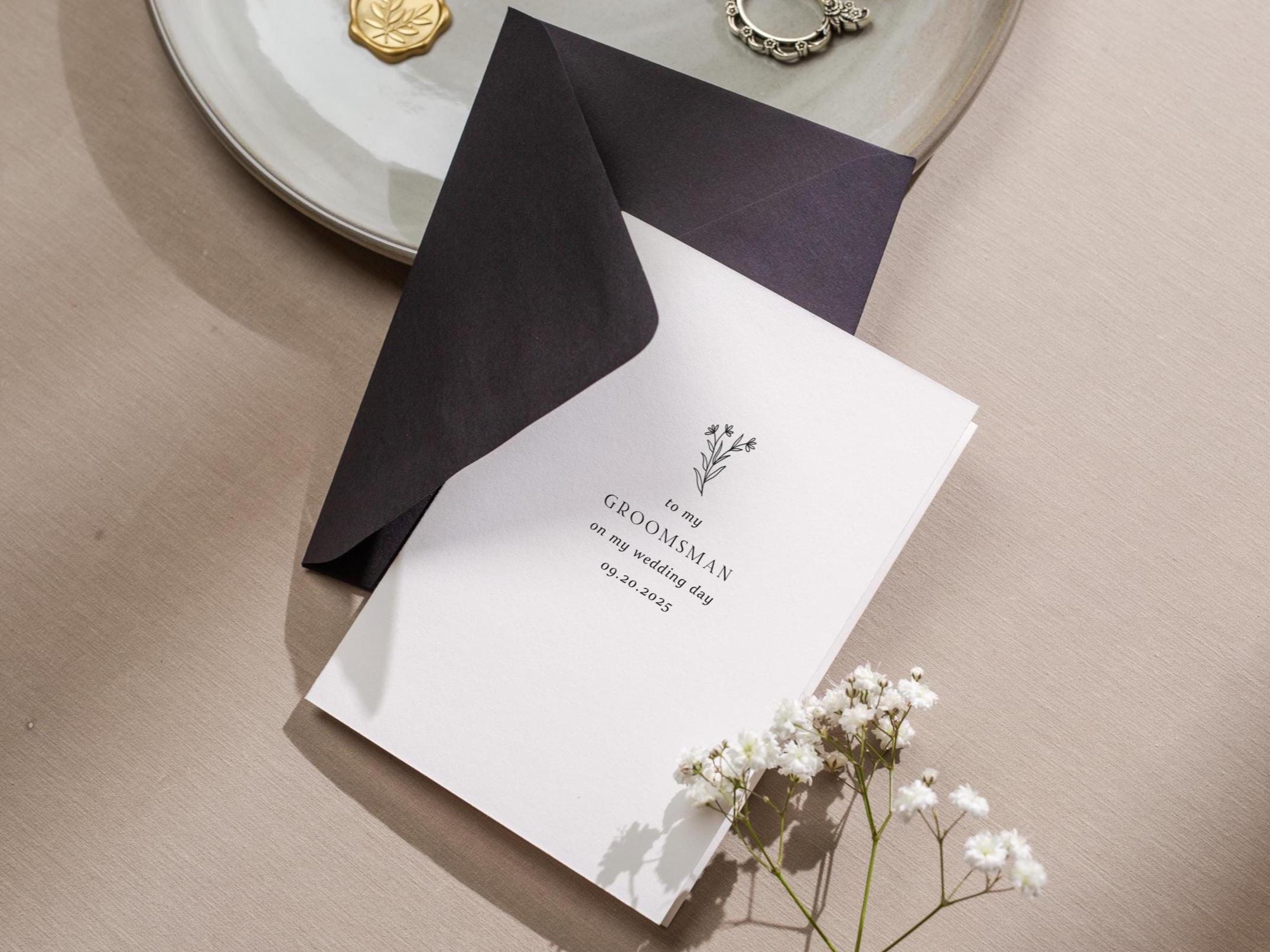 Wedding day folded card (d1) - thank you cards to family bridal party moh bridesmaid mom dad mil fil parents gift