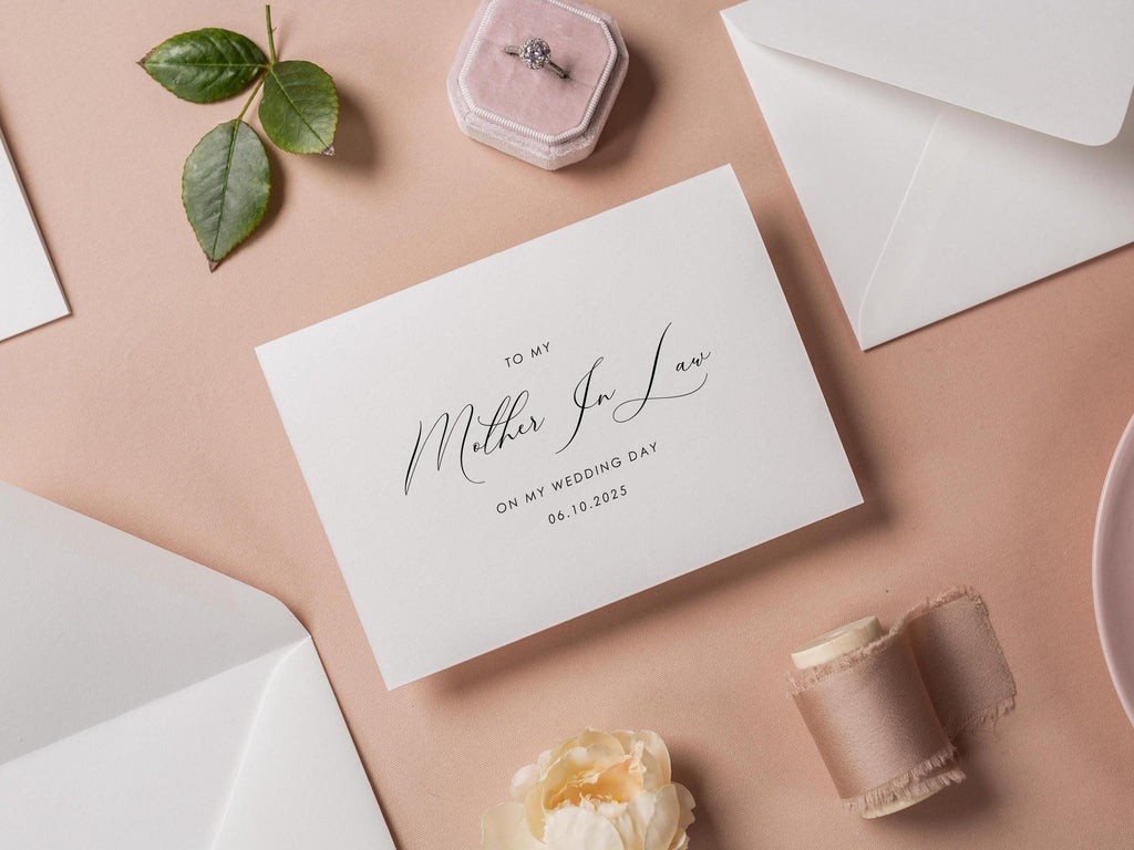 Wedding day folded card (d2) - to my mom dad mother father in law brother sister on my wedding day custom card with envelope thank you