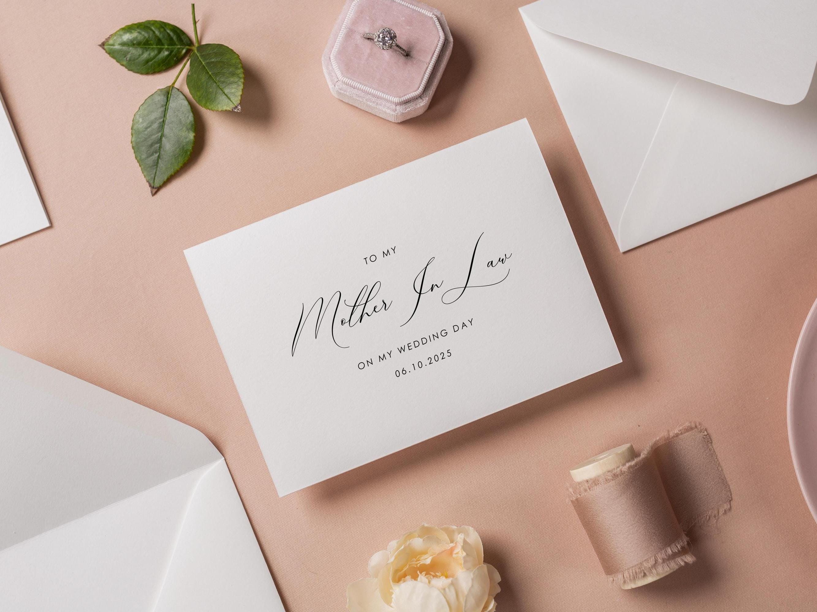 Wedding day folded card (d2) - to my mom dad mother father in law brother sister on my wedding day custom card with envelope thank you