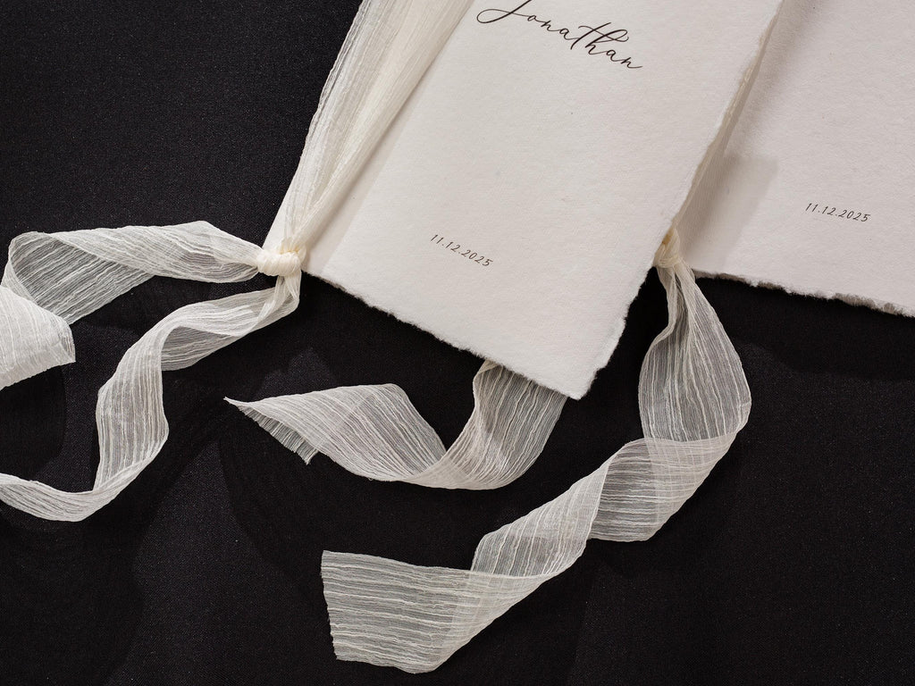 Personalized Deckled Edge Wedding Vow Booklets D3 - Set of 2, Vow Books w/ Ribbon, Vow Renewals, To My Husband Wife, Custom Names Date, 5x7"