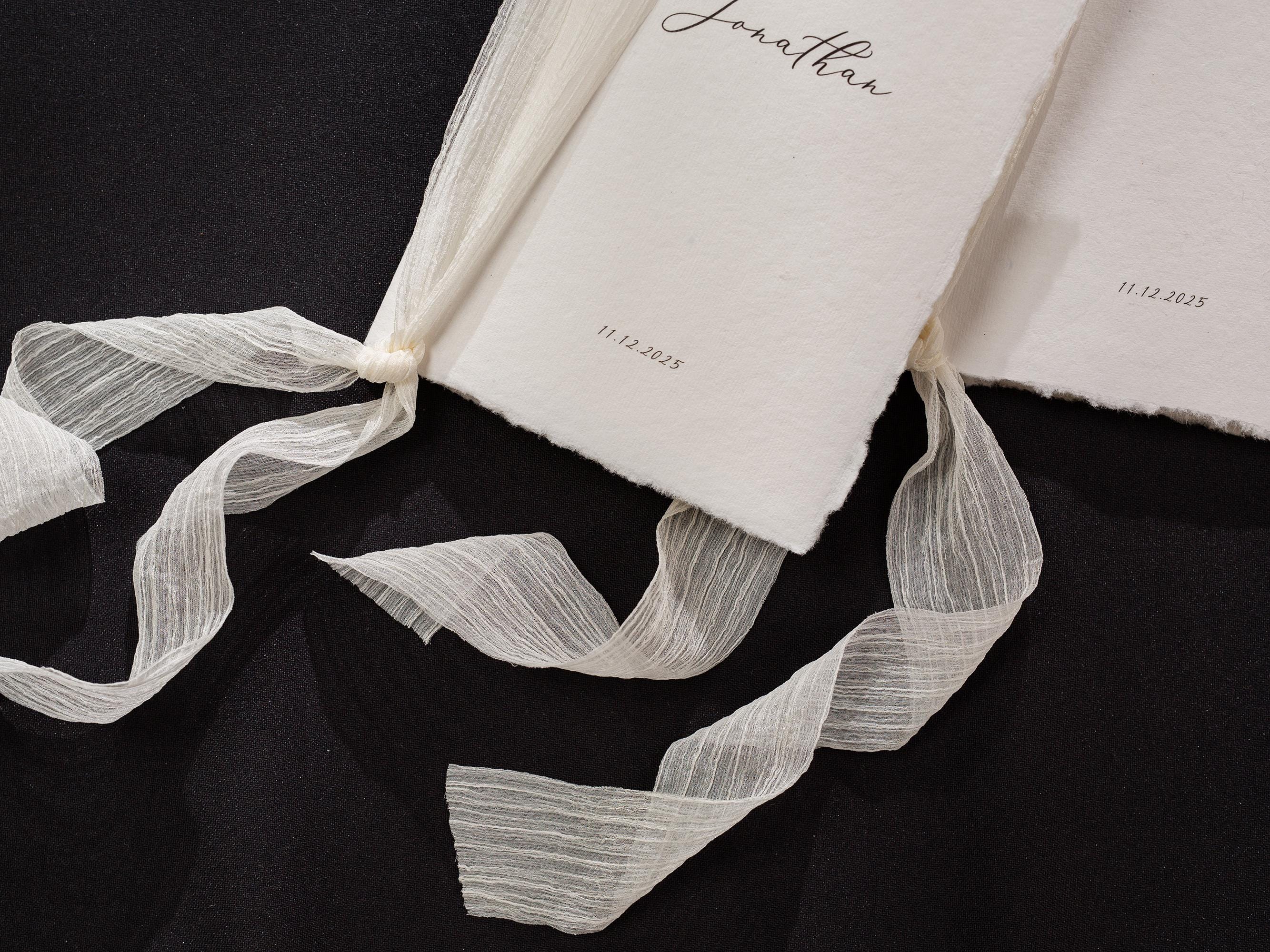 Personalized Deckled Edge Wedding Vow Booklets D3 - Set of 2, Vow Books w/ Ribbon, Vow Renewals, To My Husband Wife, Custom Names Date, 5x7"