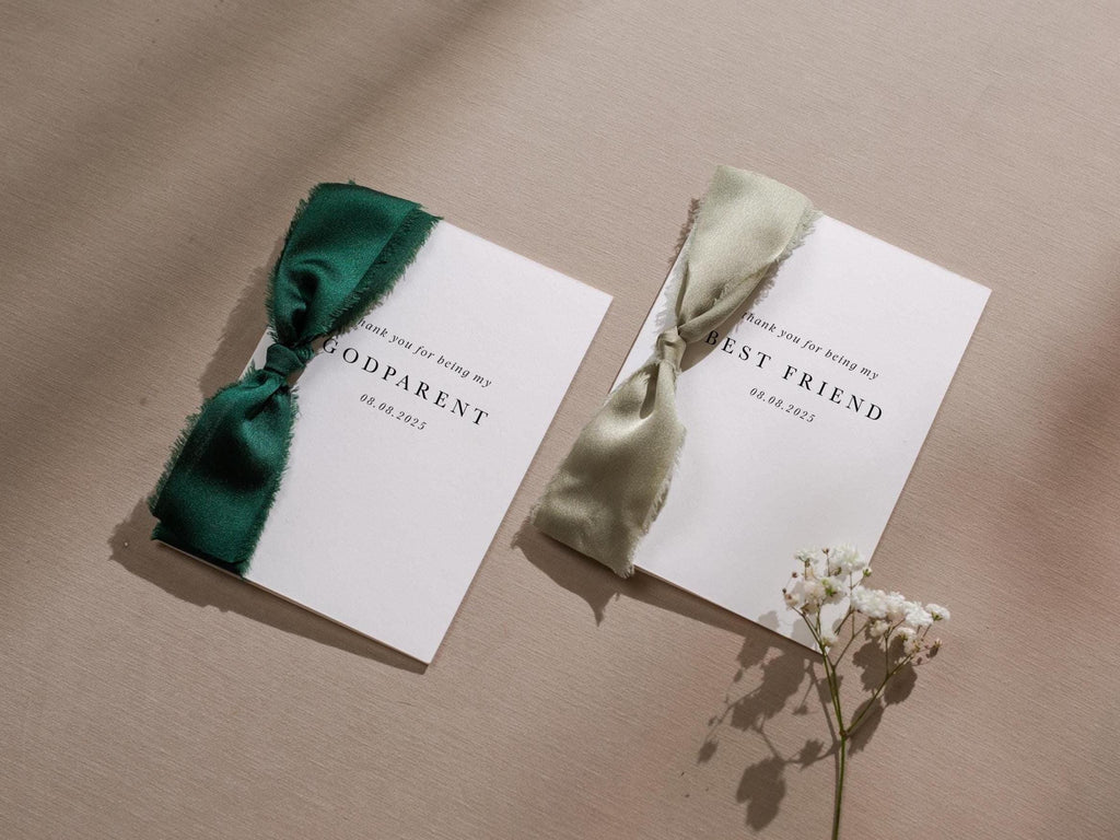 Wedding day folded card w/ ribbon (d5) - custom thank you for being my maid matron of honor bridesmaid bestfriend from bride