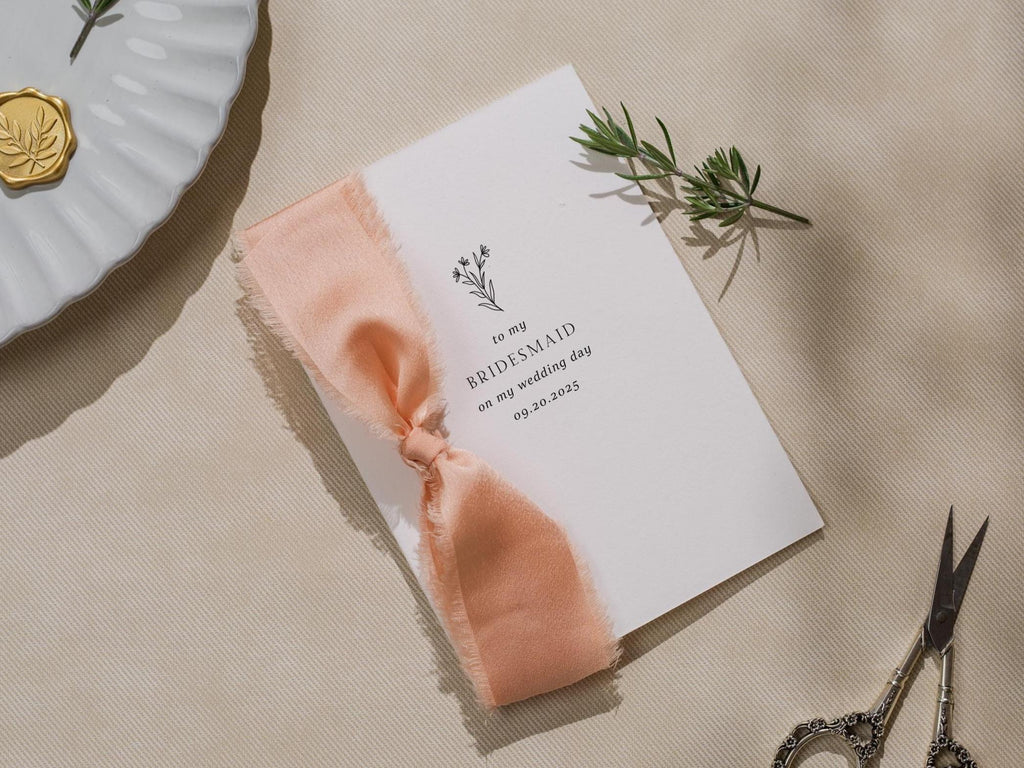 Wedding day folded card w/ ribbon (d1) - thank you cards to family bridal party moh bridesmaid mom dad mil fil parents gift