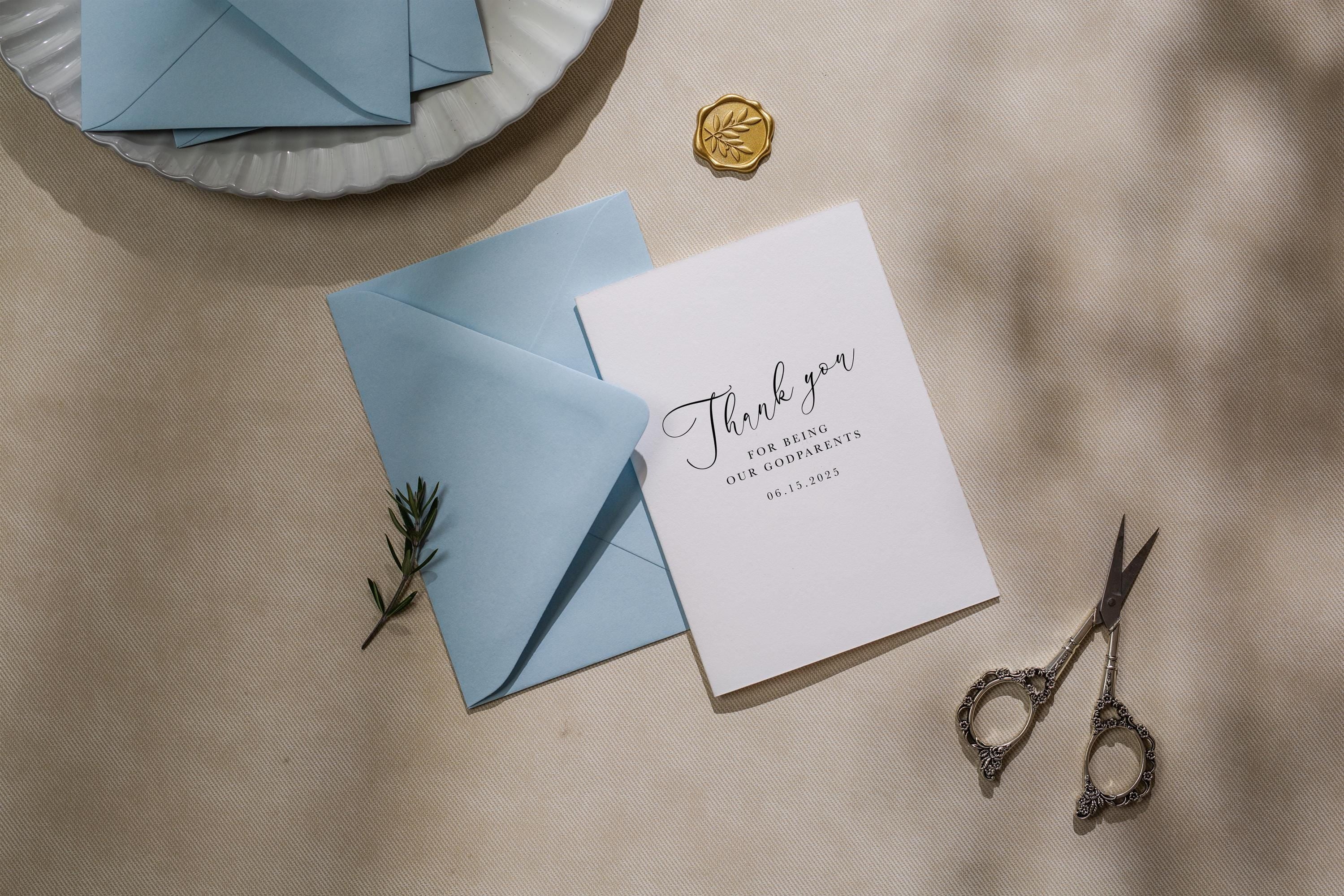 Thank you wedding day folded card (d18) - custom personalized name date card for officiant host priest pastor god parents moh mil