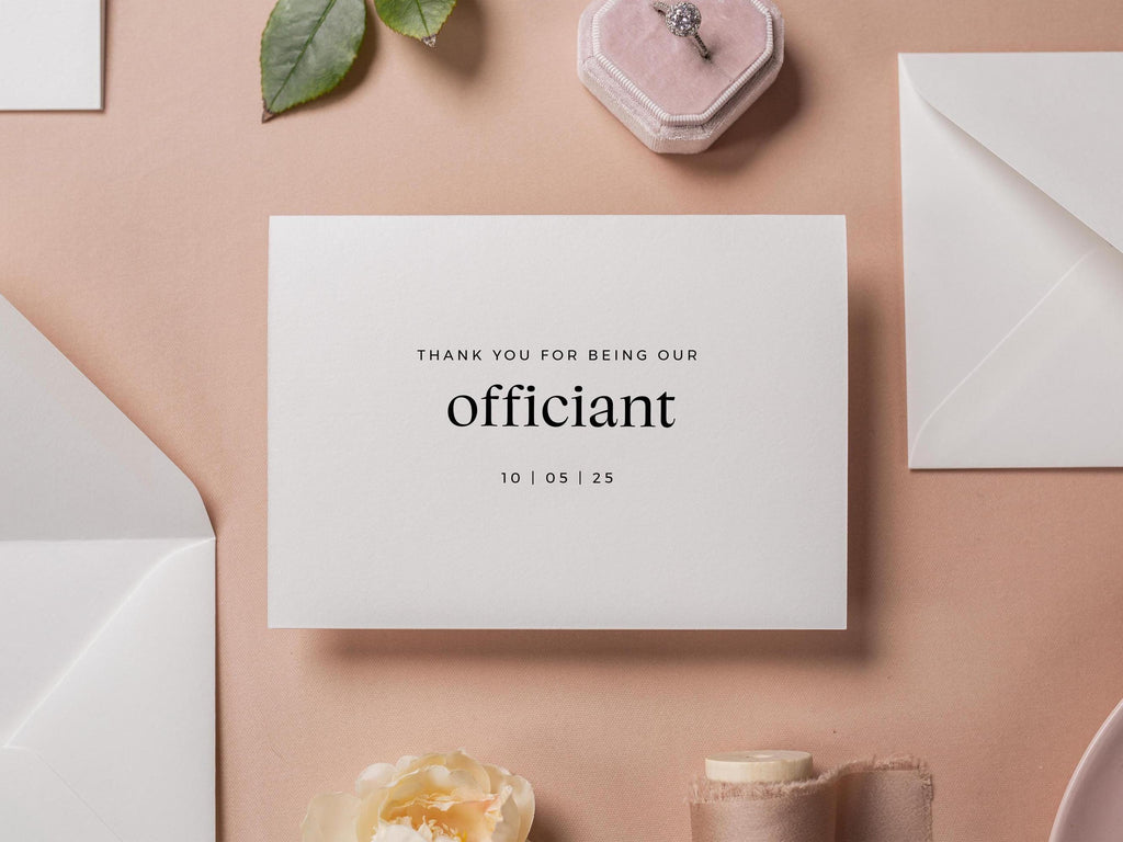 Thank you wedding day folded card (d16) - custom personalized thank you for marrying us card for officiant host priest pastor