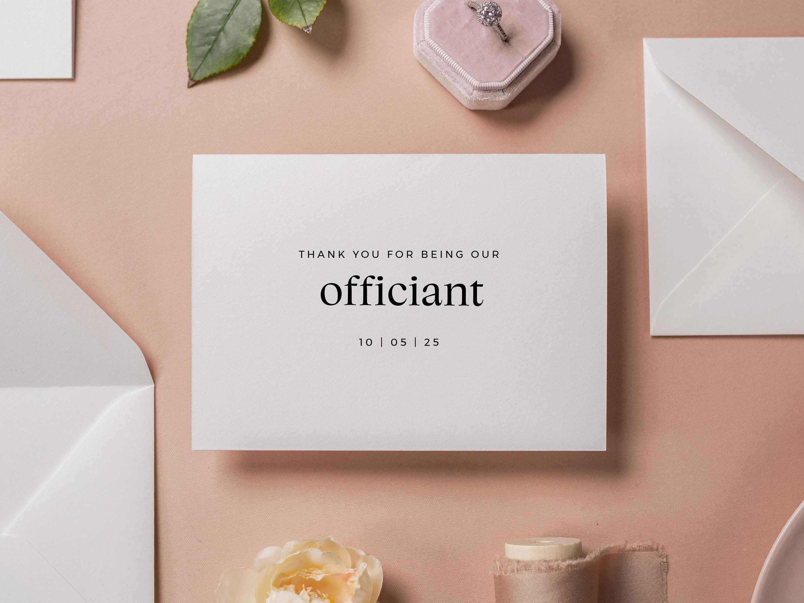 Thank you wedding day folded card (d16) - custom personalized thank you for marrying us card for officiant host priest pastor