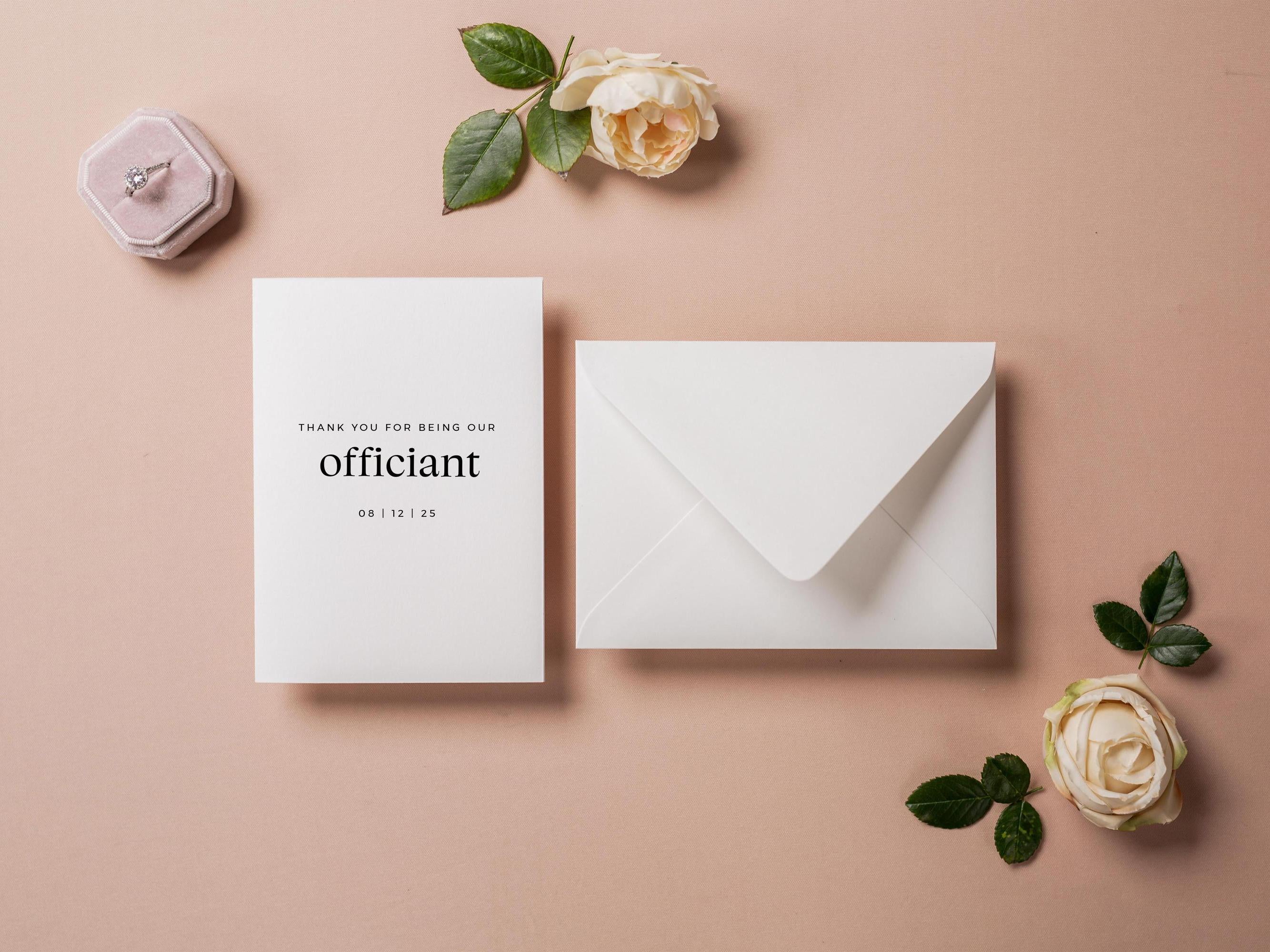 Thank you wedding day folded card (d16) - custom personalized thank you for marrying us card for officiant host priest pastor