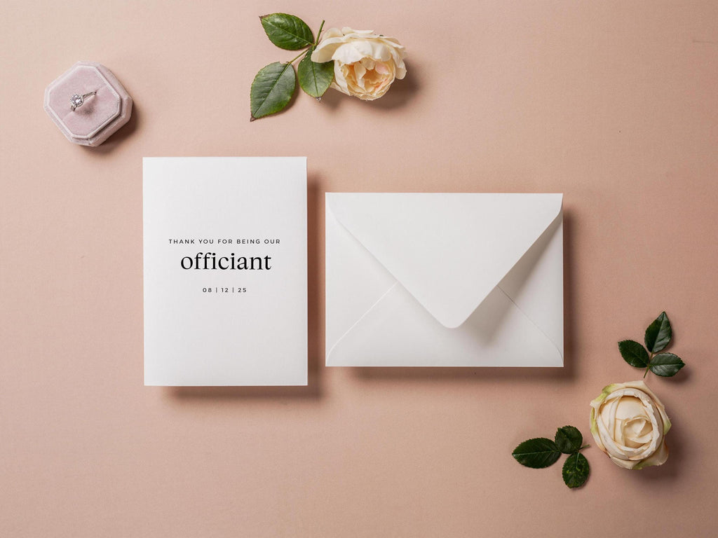 Thank you wedding day folded card (d16) - custom personalized thank you for marrying us card for officiant host priest pastor