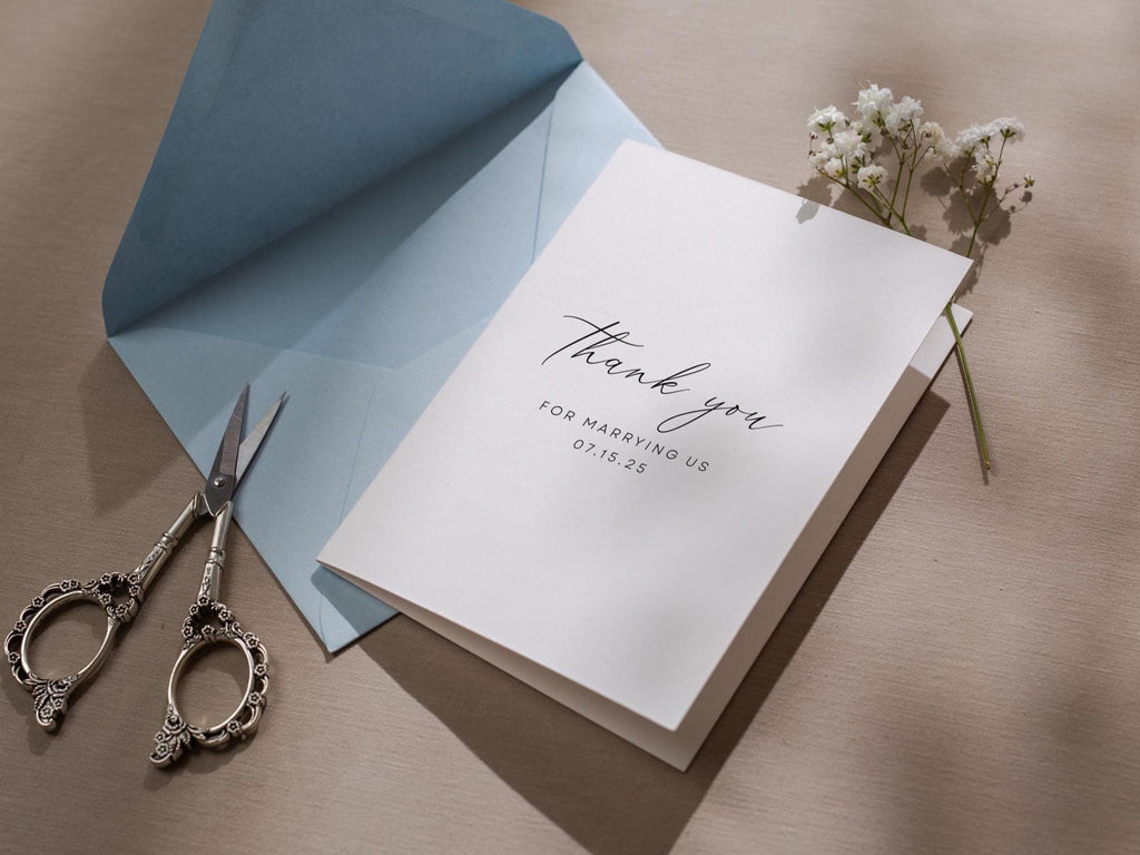 Thank you wedding day folded card (d15) - custom personalized thank you for marrying us card for officiant host priest pastor