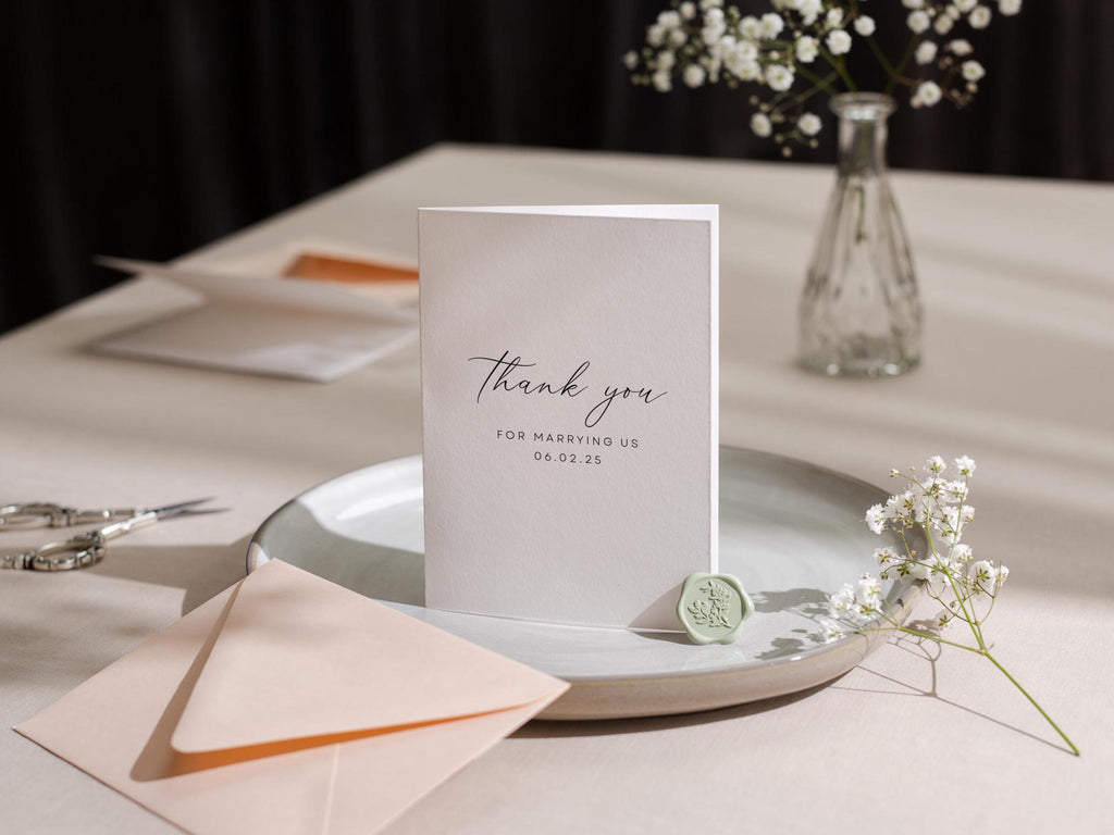 Thank you wedding day folded card (d15) - custom personalized thank you for marrying us card for officiant host priest pastor