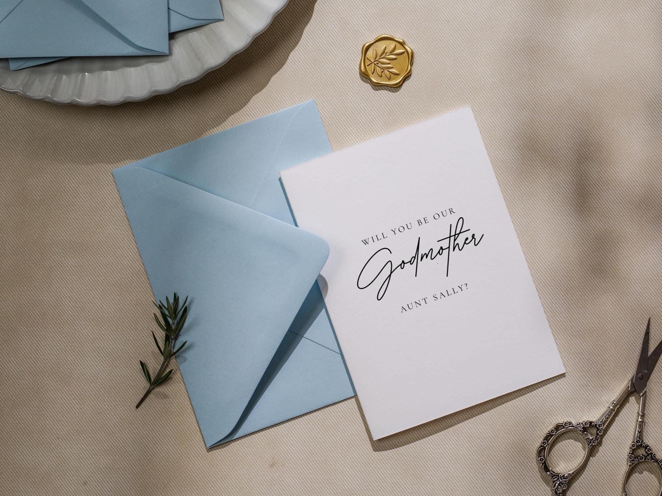 Will you be our? wedding day folded card (d14) - custom personalized name sponsor officiant godparent godmother godfather moh host