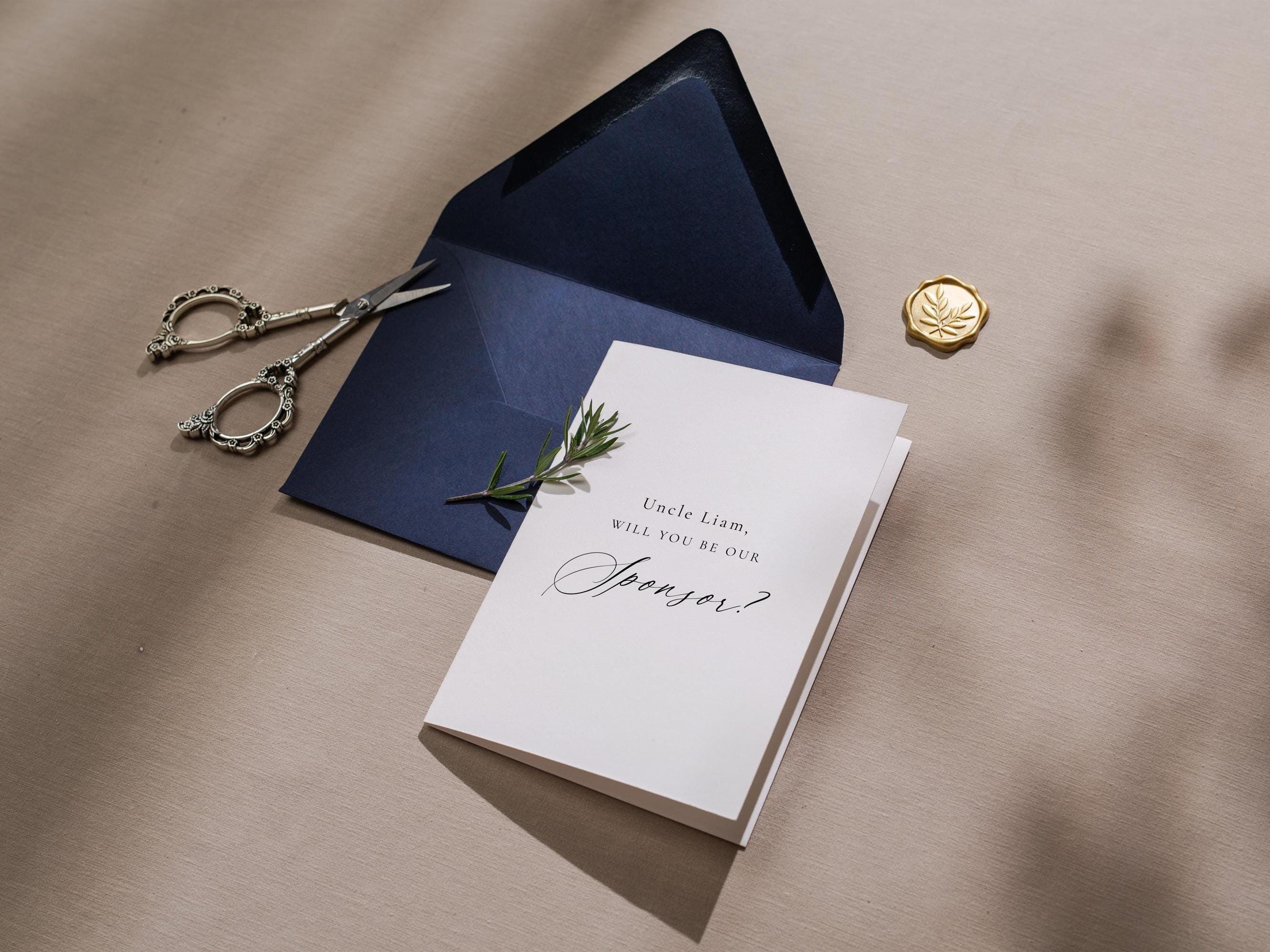 Will you be our? wedding day folded card (d13) - custom personalized sponsor officiant godparent host godmother godfather cards