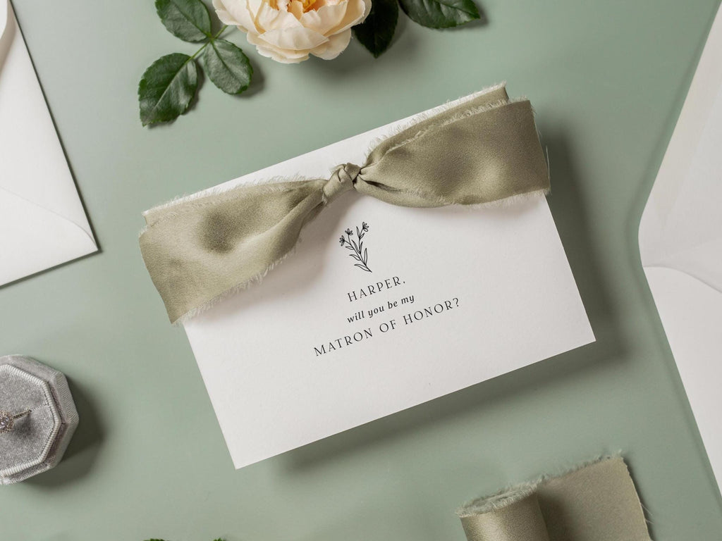Will You Be My Bridesmaid Proposal Cards w/ Ribbon (D6) - MOH, Maid of Honor, Groomsman, Flower Girl, Officiant, Wedding Party