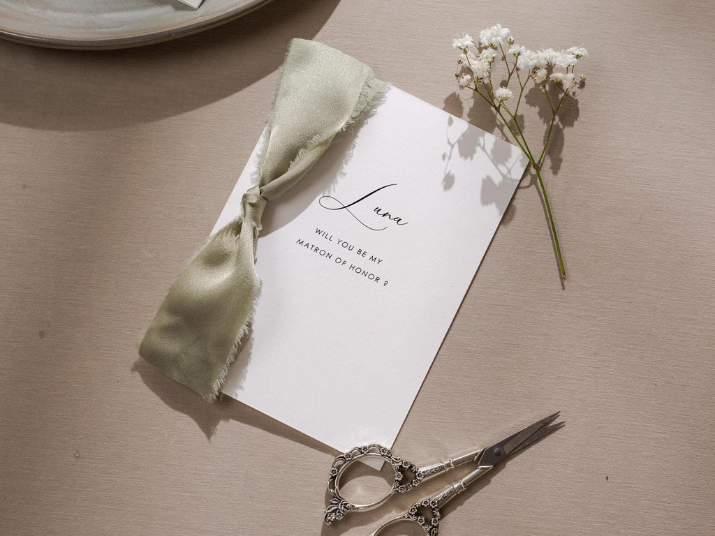 Will You Be My? Proposal Cards w/ Ribbon (D7) - Maid of Honor, Groomsmen, Flower Girl, Ring Bearer, Wedding Party