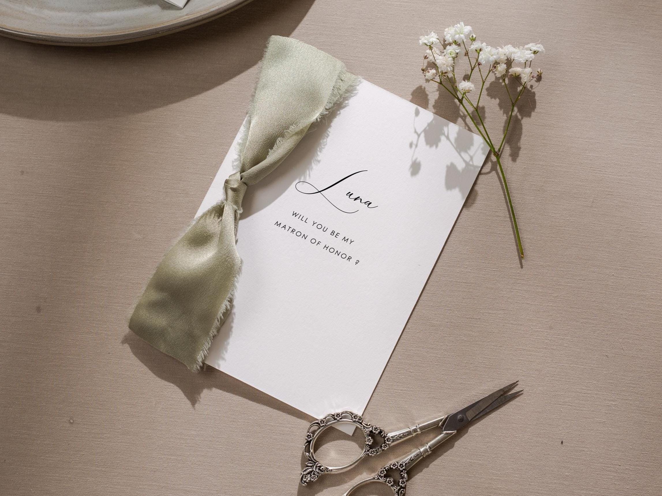 Will You Be My? Proposal Cards w/ Ribbon (D7) - Maid of Honor, Groomsmen, Flower Girl, Ring Bearer, Wedding Party