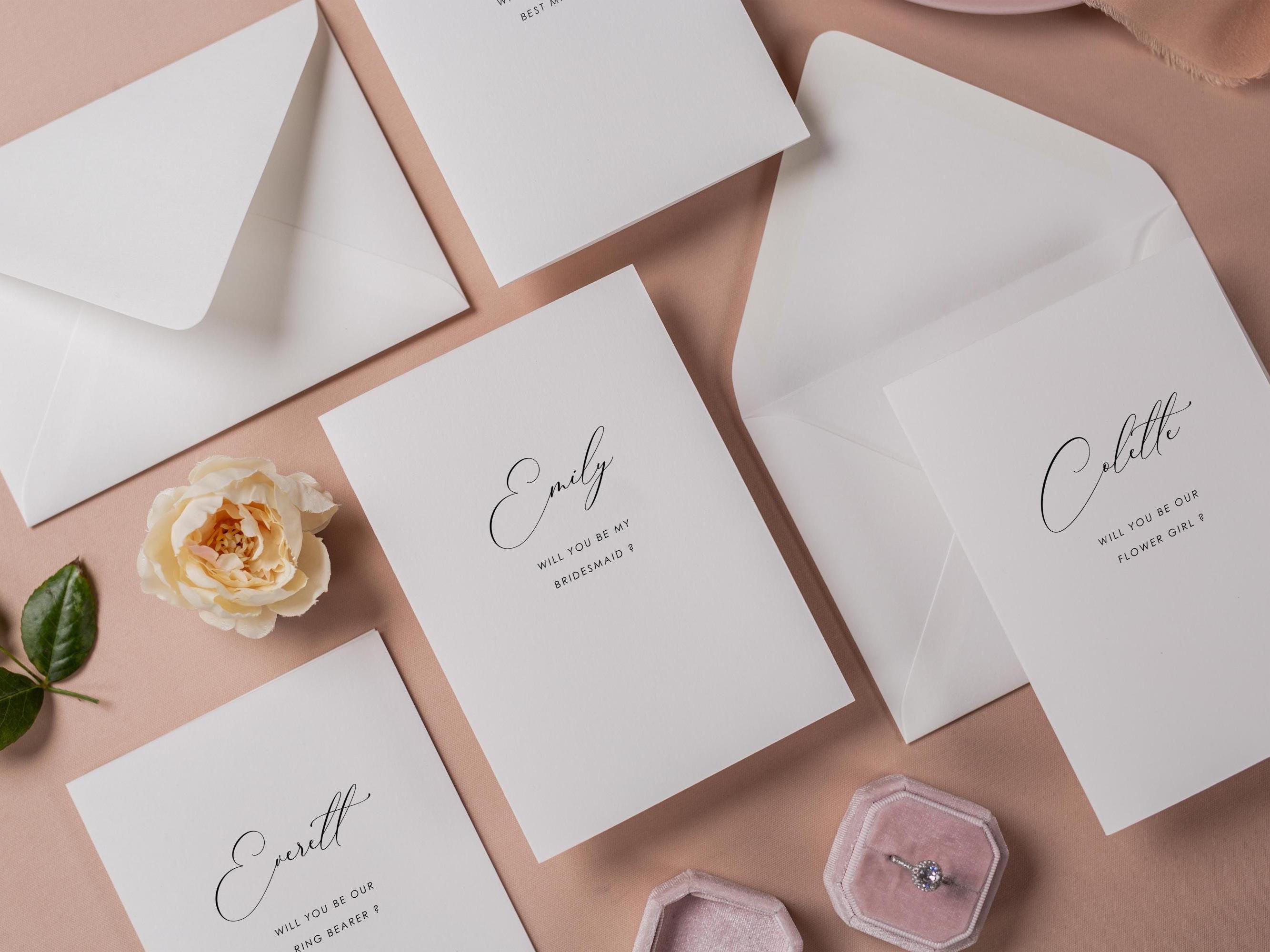 Will You Be My? Proposal Cards w/ Ribbon (D7) - Maid of Honor, Groomsmen, Flower Girl, Ring Bearer, Wedding Party